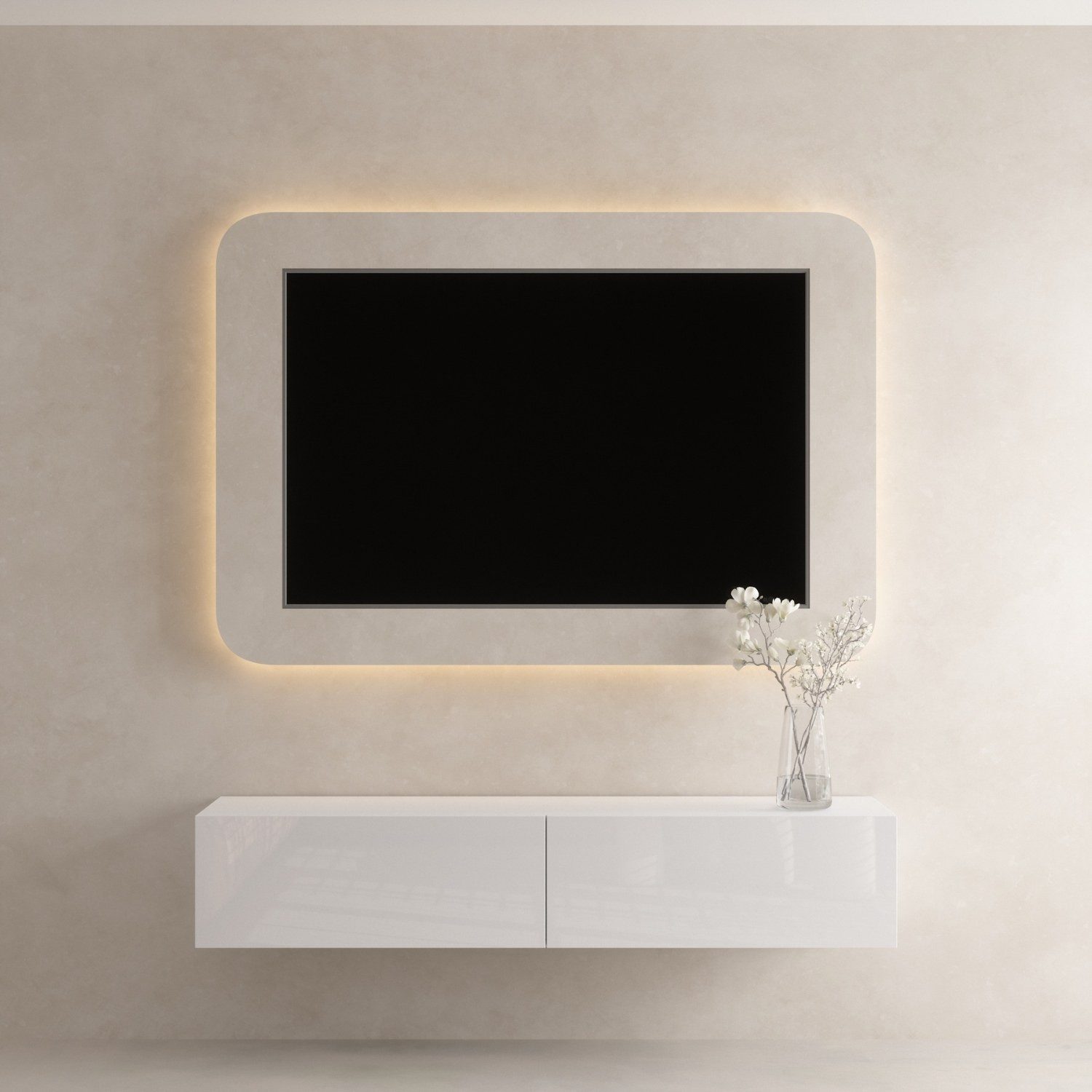 Planetmöbel TV-Schrank West TV-Board, Fernsehtisch 160 cm lang, TV-Lowboard (für Fernseher bis 75 Zoll, TV Schrank viel Stauraum, sideboard hängend, Fernsehschr – Bild 3 von 5