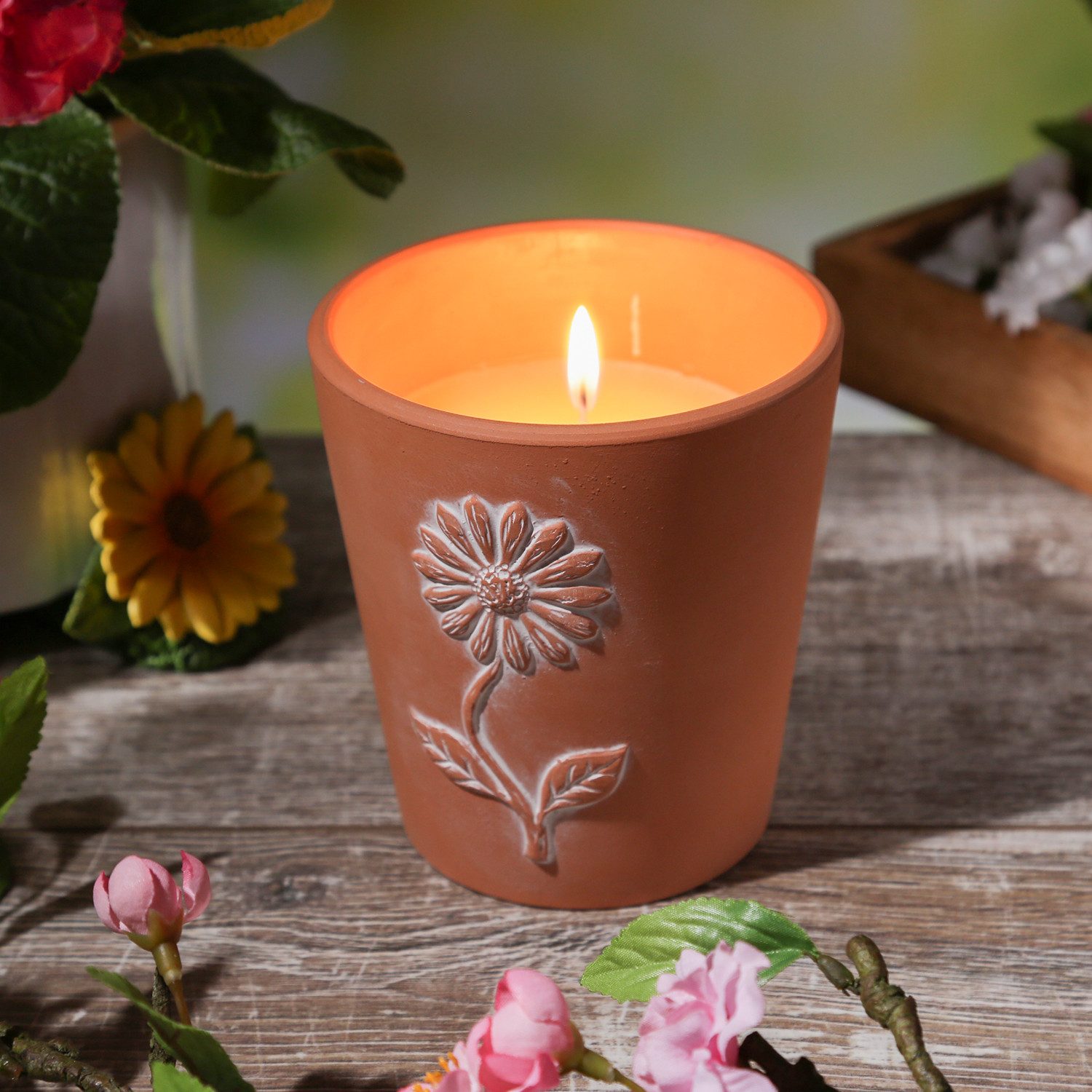 MARELIDA LED-Kerze Duftkerze Citronella in Tontopf Terrakotta Blumentopf Outdoorkerze (1-tlg)