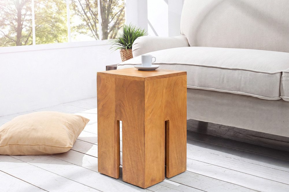 riess-ambiente Beistelltisch CASTLE 45cm braun - Mango-Massivholz, honey finish, Handgefertigt (Einzelartikel, 1-St), Kombinierbarer Couchtisch - ideal für Wohn- und Esszimmer oder Loft
