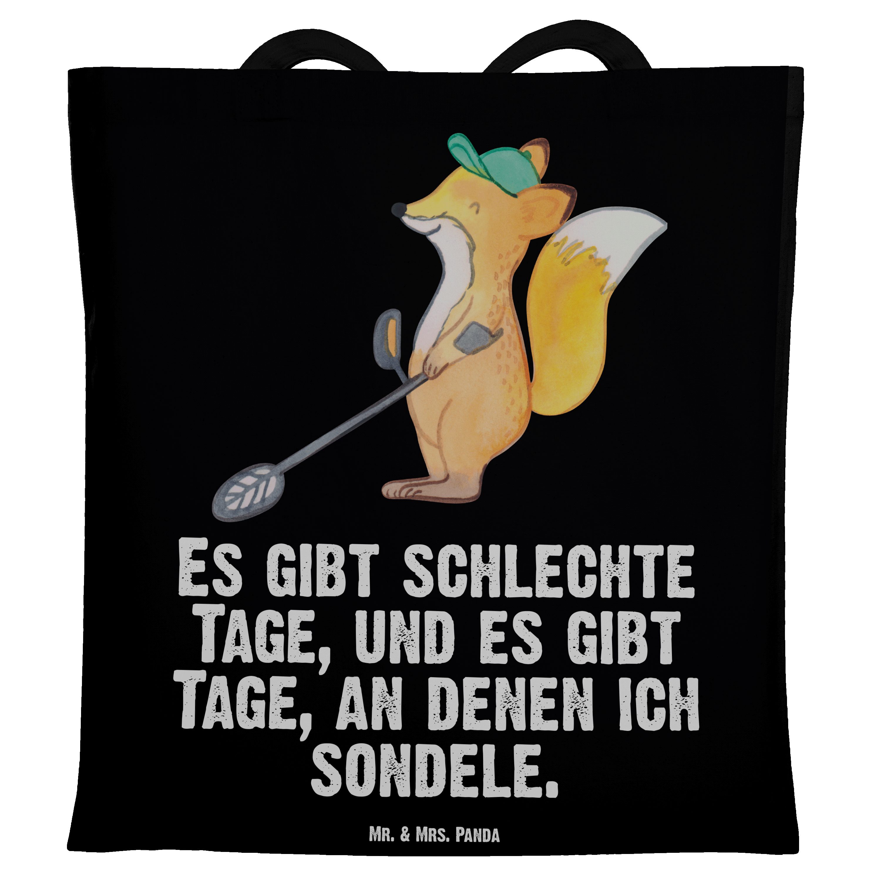 Einkaufstasch & Tragetasche Metalldetektor - Geschenk, Mrs. Schwarz Fuchs Beutel, - Tage (1-tlg) Panda Mr.