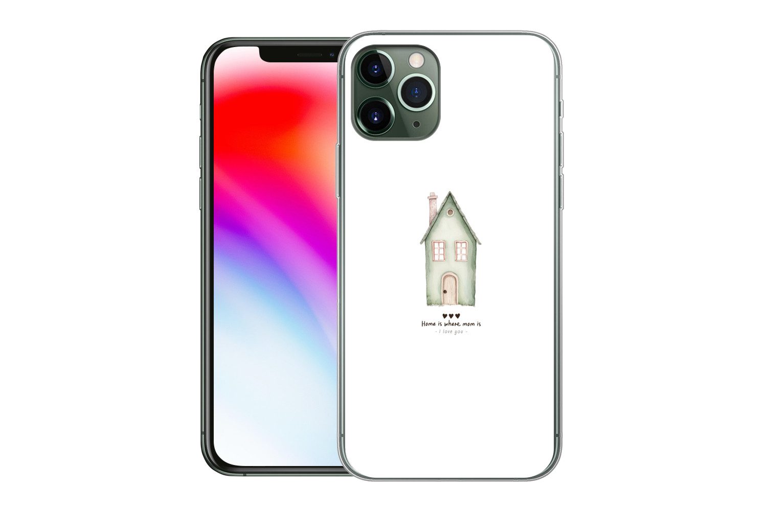 MuchoWow Handyhülle für Apple iPhone 11 Pro Landhaus - Grün - Text - Liebevoll, Smartphone-Bumper, Print, Handy Schutzhülle Dünn