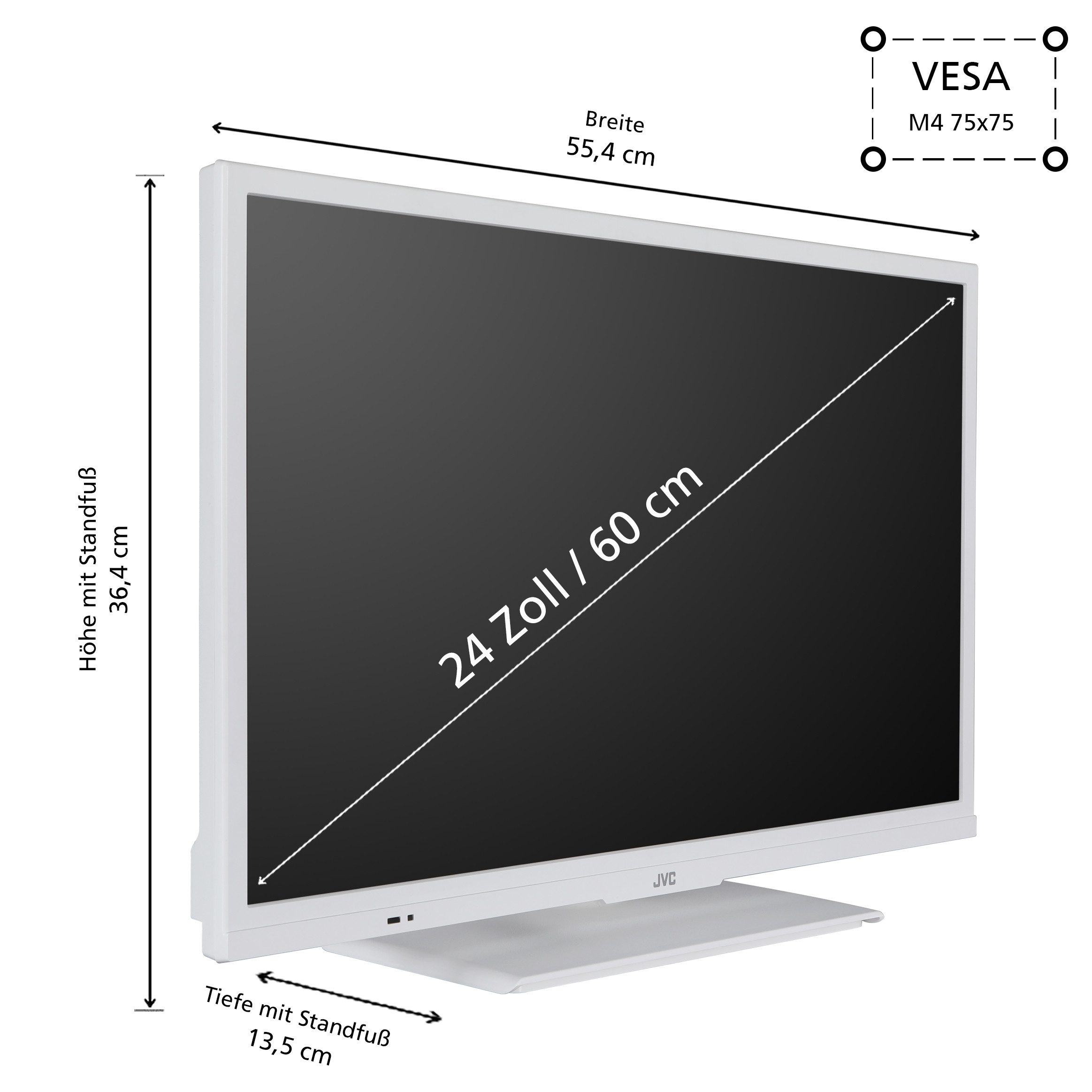 JVC LT-24VH5455W LCD-LED Fernseher (60 cm/24 Zoll, HD-ready, Smart TV powered by TiVo, HDR, Triple-Tuner, Sprachsteuerung, Micro Dimming, 6 Monate HD+ inkl)