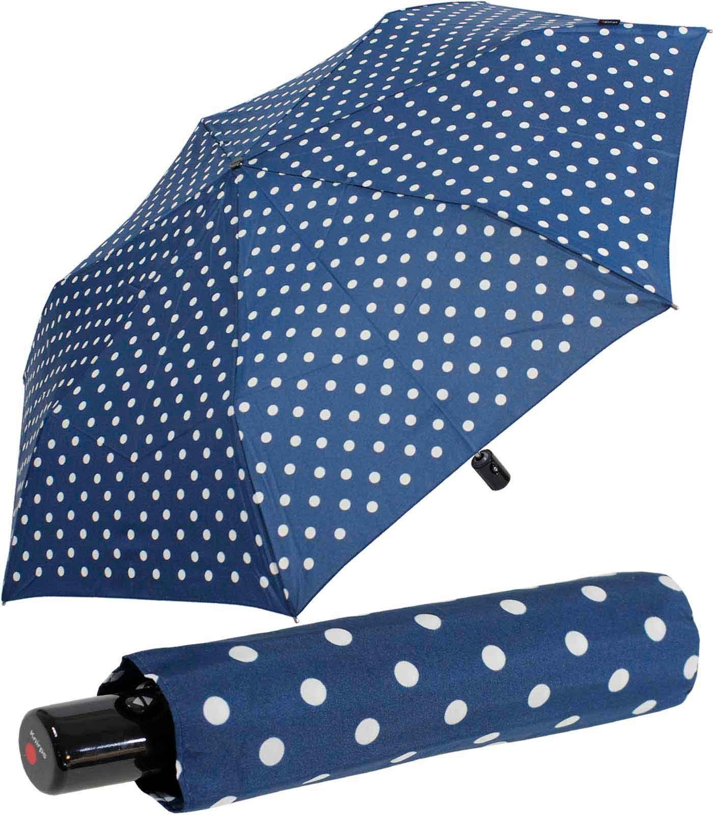 Knirps® Taschenregenschirm Duomatic mit Slim jede Polka blau-weiß in Dots, immer - Auf-Zu-Automatik Tasche mit passt dabei