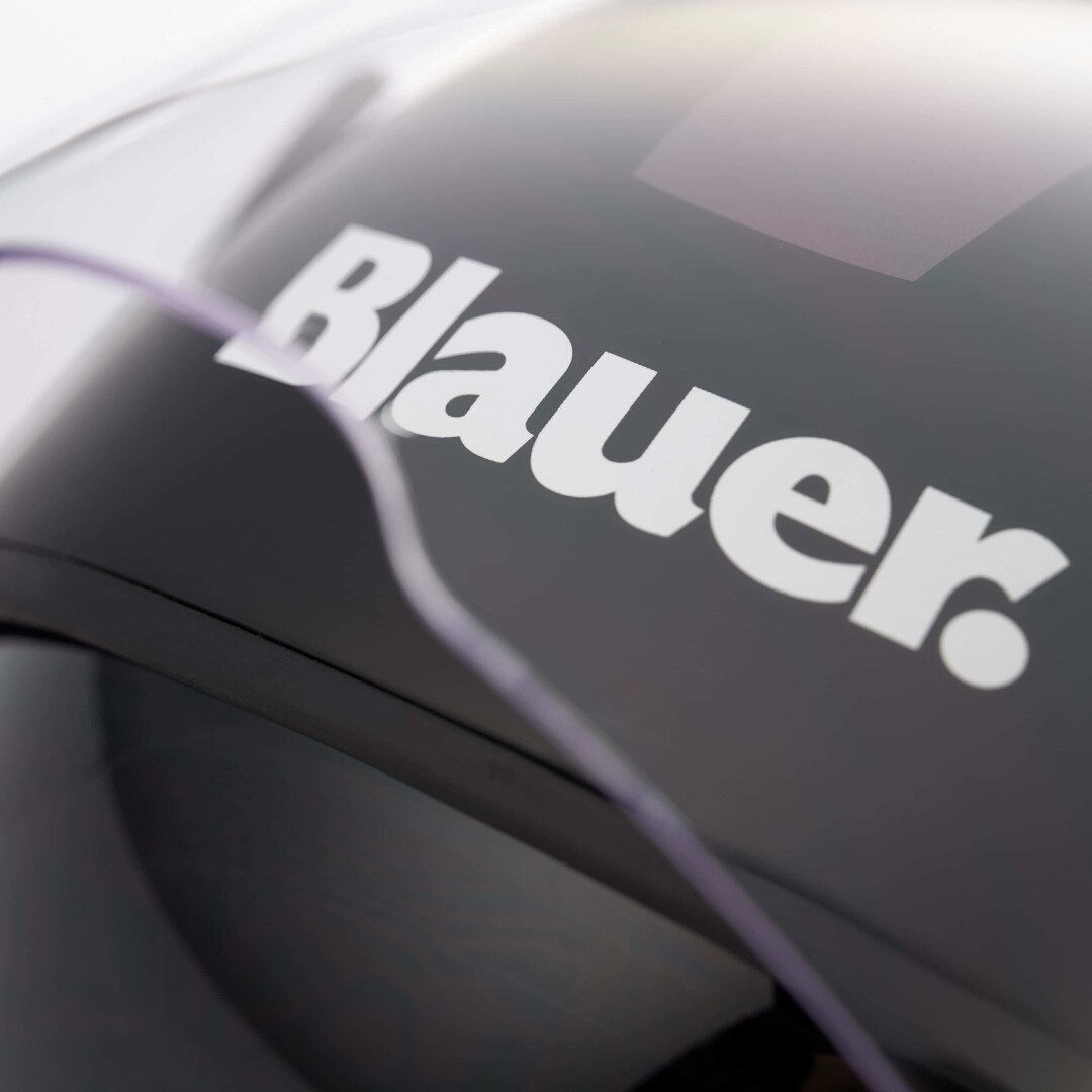 Blauer Motorradhelm BET HT Jethelm, integriertes Sonnenvisier