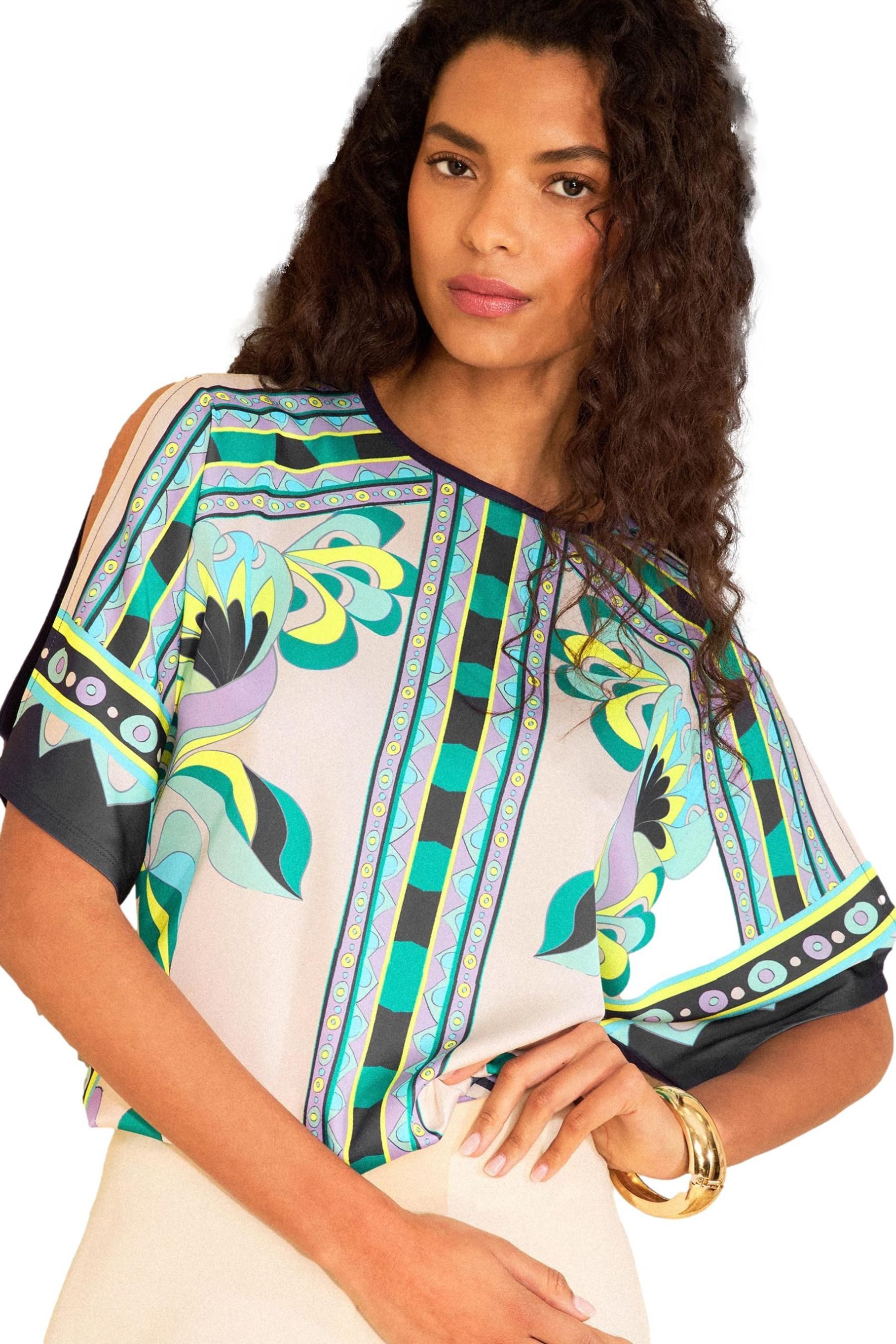 T-Shirt Love & Roses T-Shirt aus Jersey mit Satin-Front