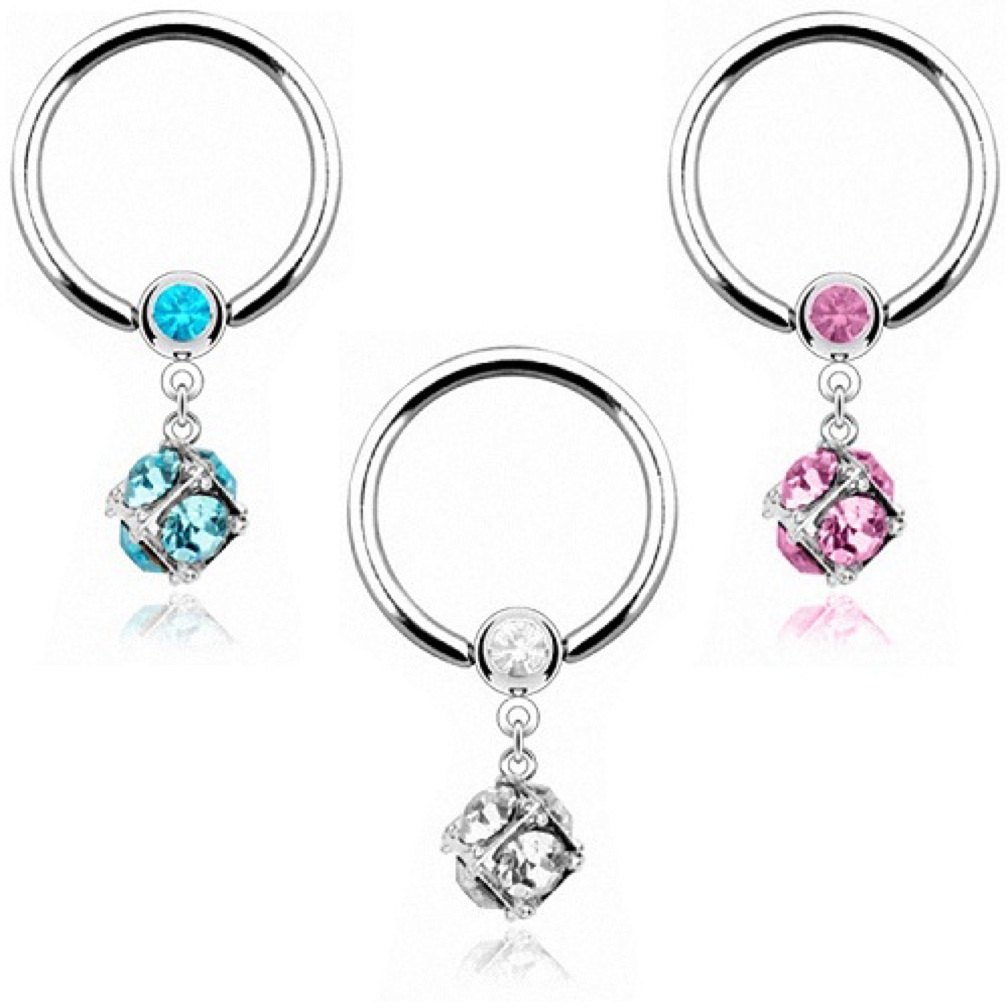 Hufeisen Intimpiercing Kristall Brust Klemm Klemm Ring Taffstyle Kristall, Kugel Piercing Aqua Piercing Intimpiercing Intim Hufeisen Intim Brust Ring