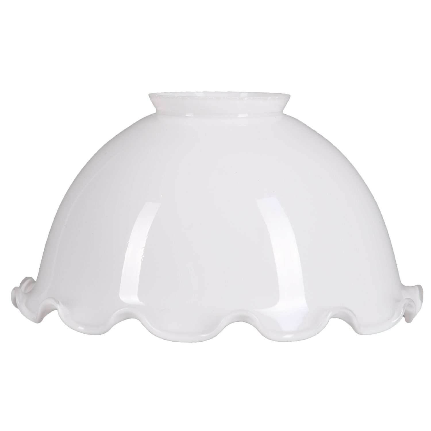 Home4Living Лампыschirm Лампыglas Ersatzglas mit Rüsche Opalglas Weiß Ø 165mm, Mit Rüsche
