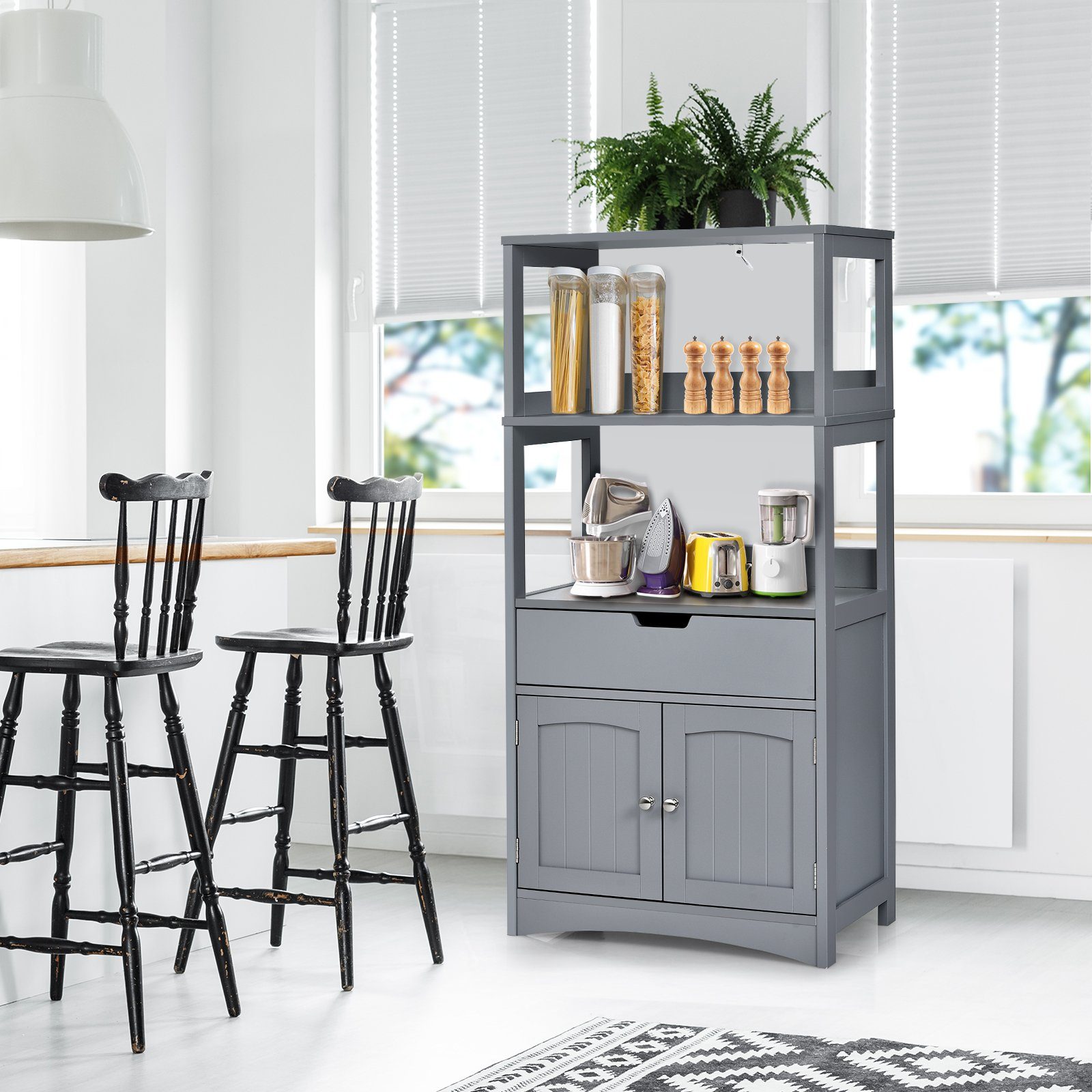 COSTWAY Mehrzweckschrank Bücherschrank mit Türen & günstig online kaufen