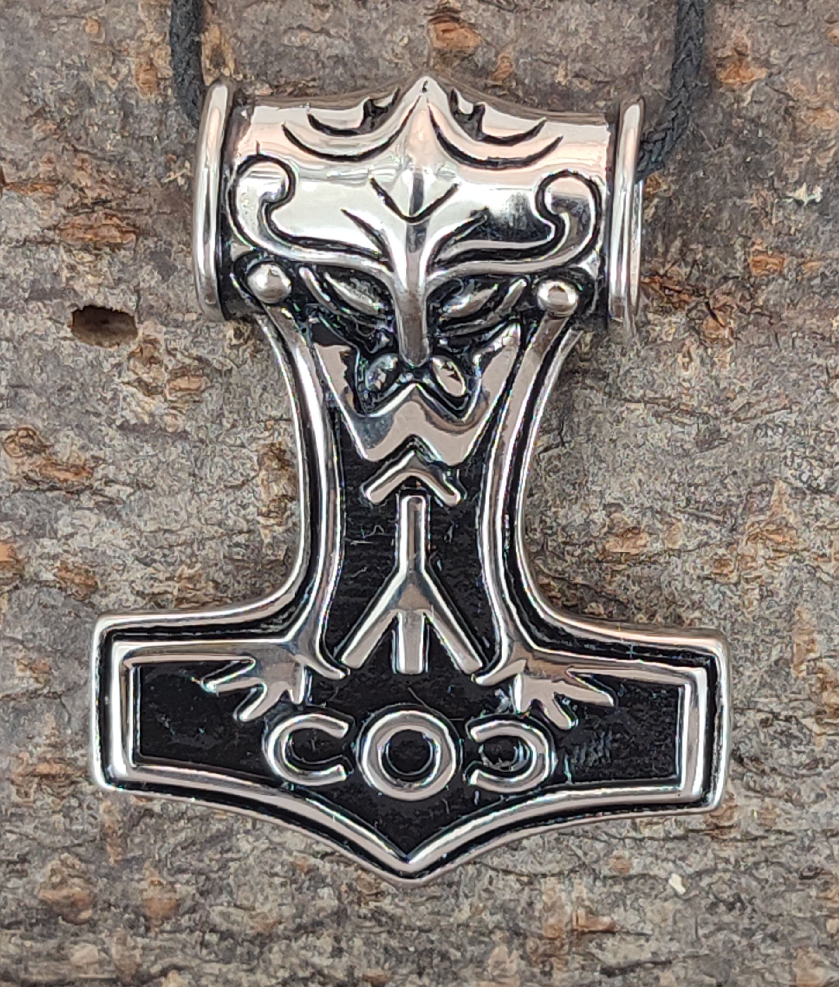 Thor horshammer of Kettenanhänger Mjölnir Hammer Edelstahl Leather Kiss Thorhammer Anhänger