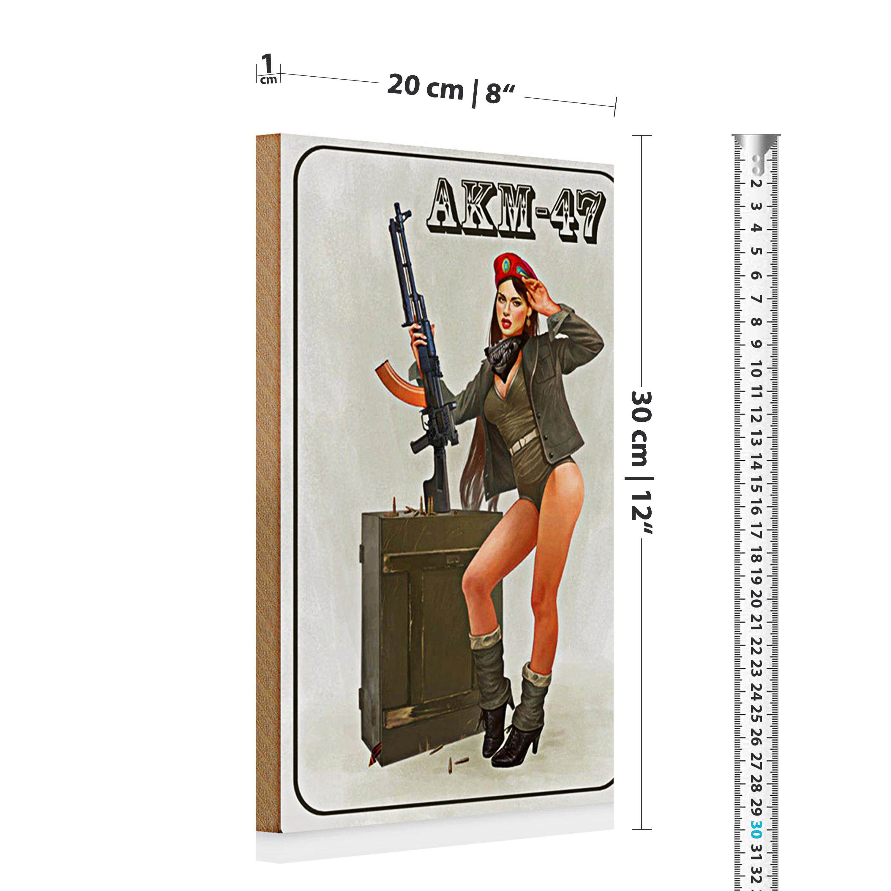 Roomando Holzbild Holzschild Gewehr 20x30cm Pinup Kalaschnikow AKM-47
