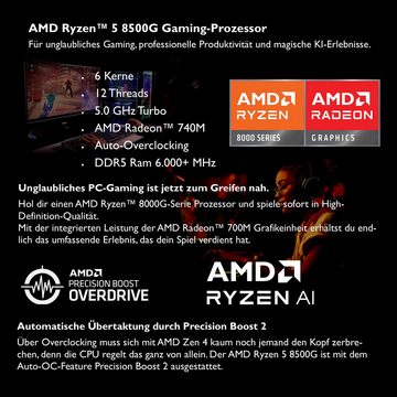 Meinpc Blackfire 8500G Set Gaming-PC-Komplettsystem (27,00", AMD Ryzen 5 8500G, AMD Radeon 740M, 32 GB RAM, 500 GB SSD, Windows 11 Pro, Gaming, Gamer)