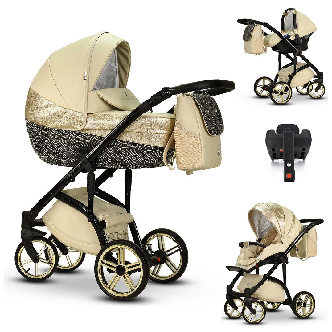 Kombi-Kinderwagen Vip Lux 5 in 1 inkl. Sportsitz, Autositz und Iso Base in 18 Farben