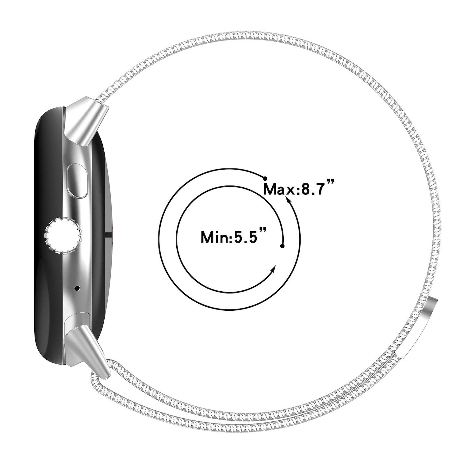 Wigento Smartwatch-Armband Metall Magnetverschluss für Google Pixel Watch 5 / 4 / 3 / 2 / 1 45mm, Milanaise Edelstahlarmband mit verstellbarem Magnetverschluss – Bild 5 von 5