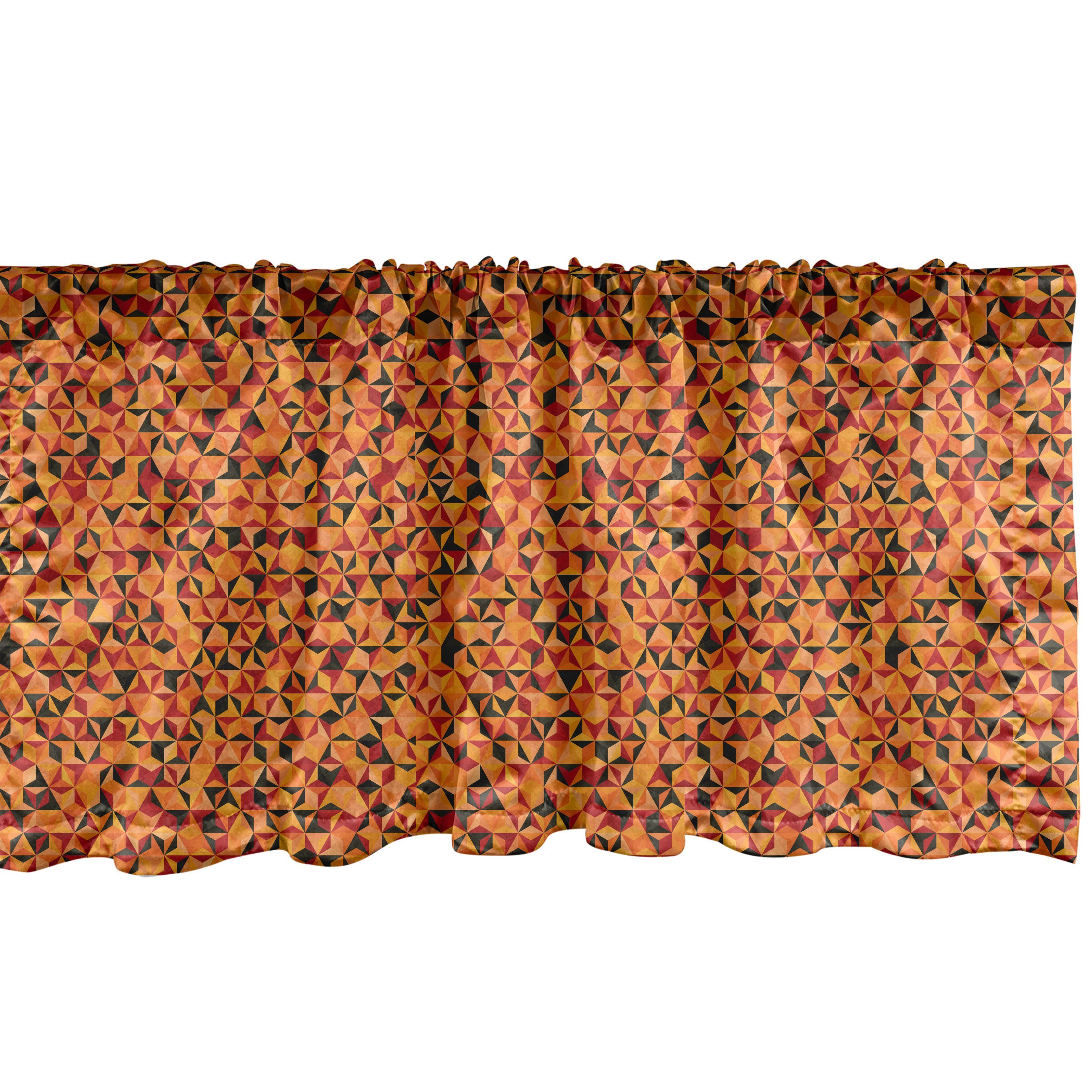 Scheibengardine Vorhang Volant für Küche Schlafzimmer Dekor mit Stangentasche, Abakuhaus, Microfaser, Geometrisch Polygon Triangles Kunst