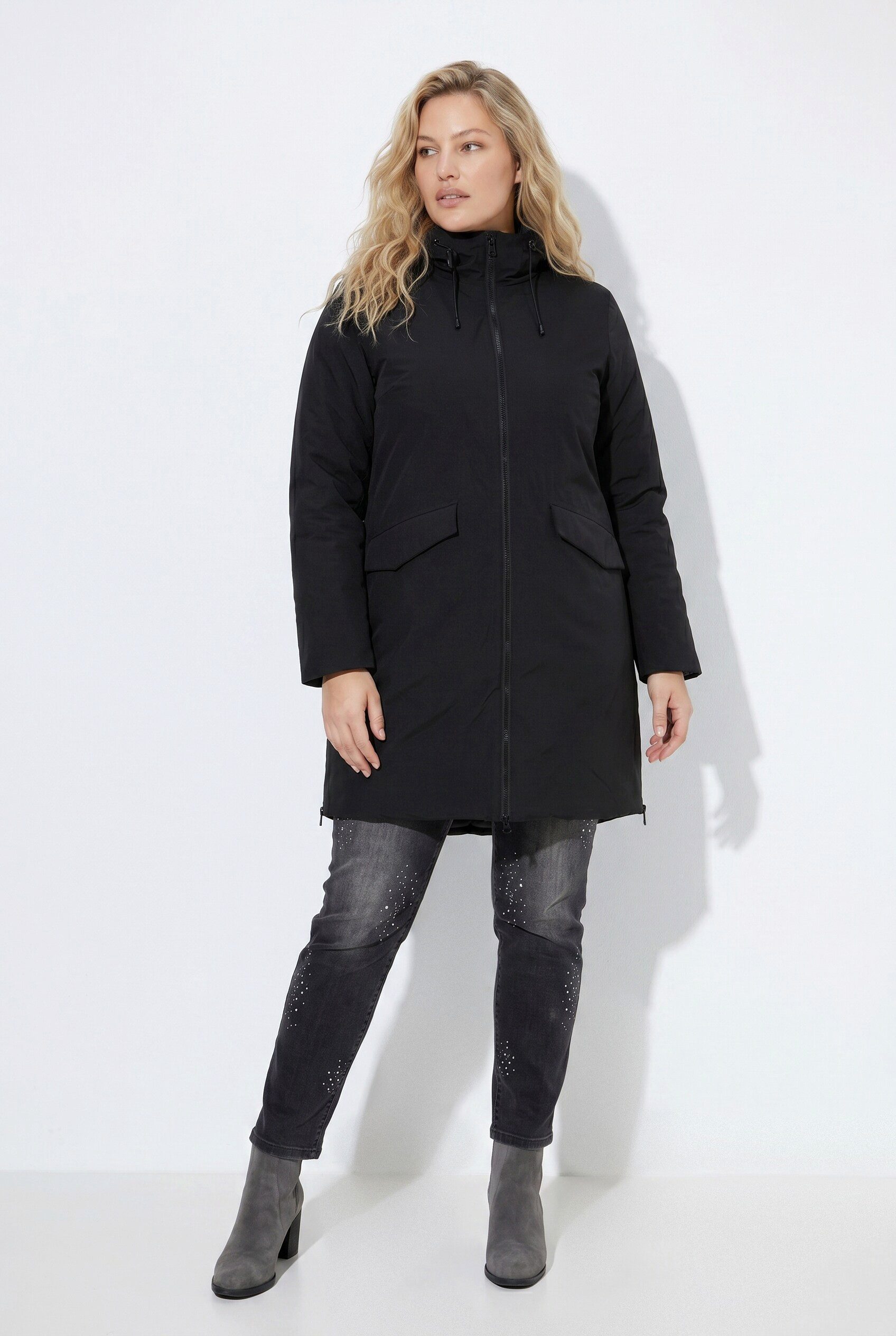 Ulla Popken Funktionsjacke HYPRAR Funktionsjacke Kapuze A-Linie wasserdicht
