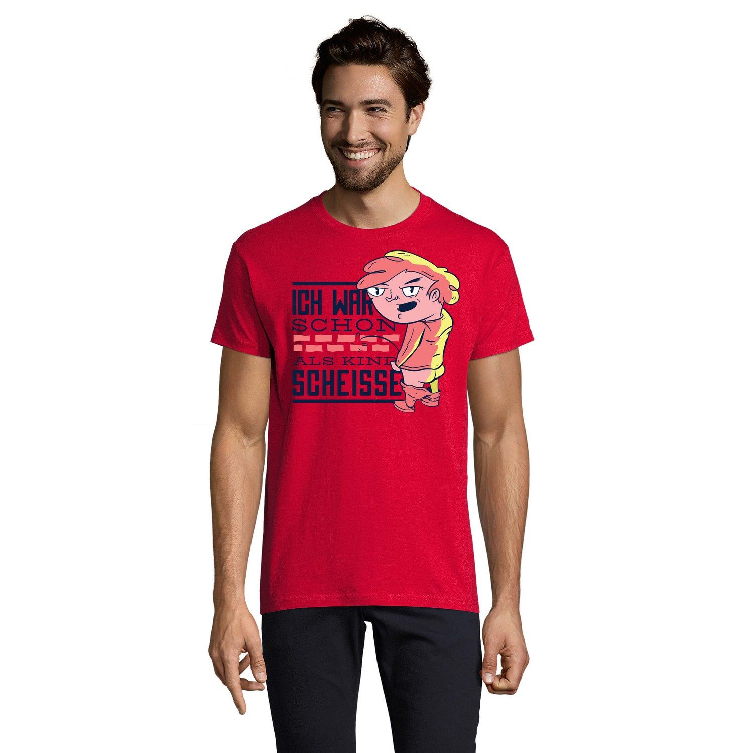 Blondie & Brownie T-Shirt KindScheiße Herren Tee Cartoon Print Motiv Freizeitshirt Print (Einzelstück, Einzelartikel) KindScheiße Herren Tee Cartoon Print Motiv