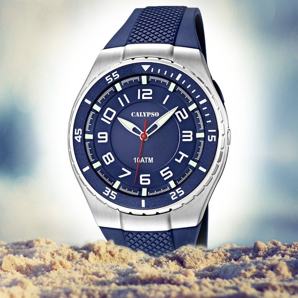 Casual Quarzuhr Casual Herren WATCHES Armbanduhr Herren Silikon, K6063/2 CALYPSO Silikonarmband blau, rund, Uhr Calypso