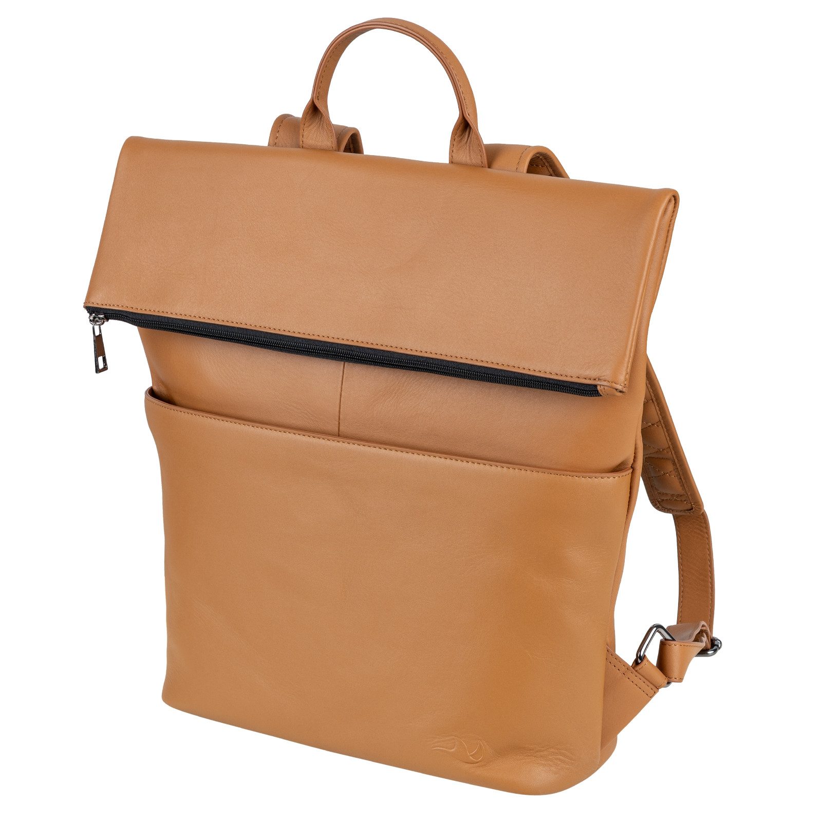 Laptoprucksack Echtleder Flap-Backpack, Rolltop Rucksack, für 16-Zoll Notebook