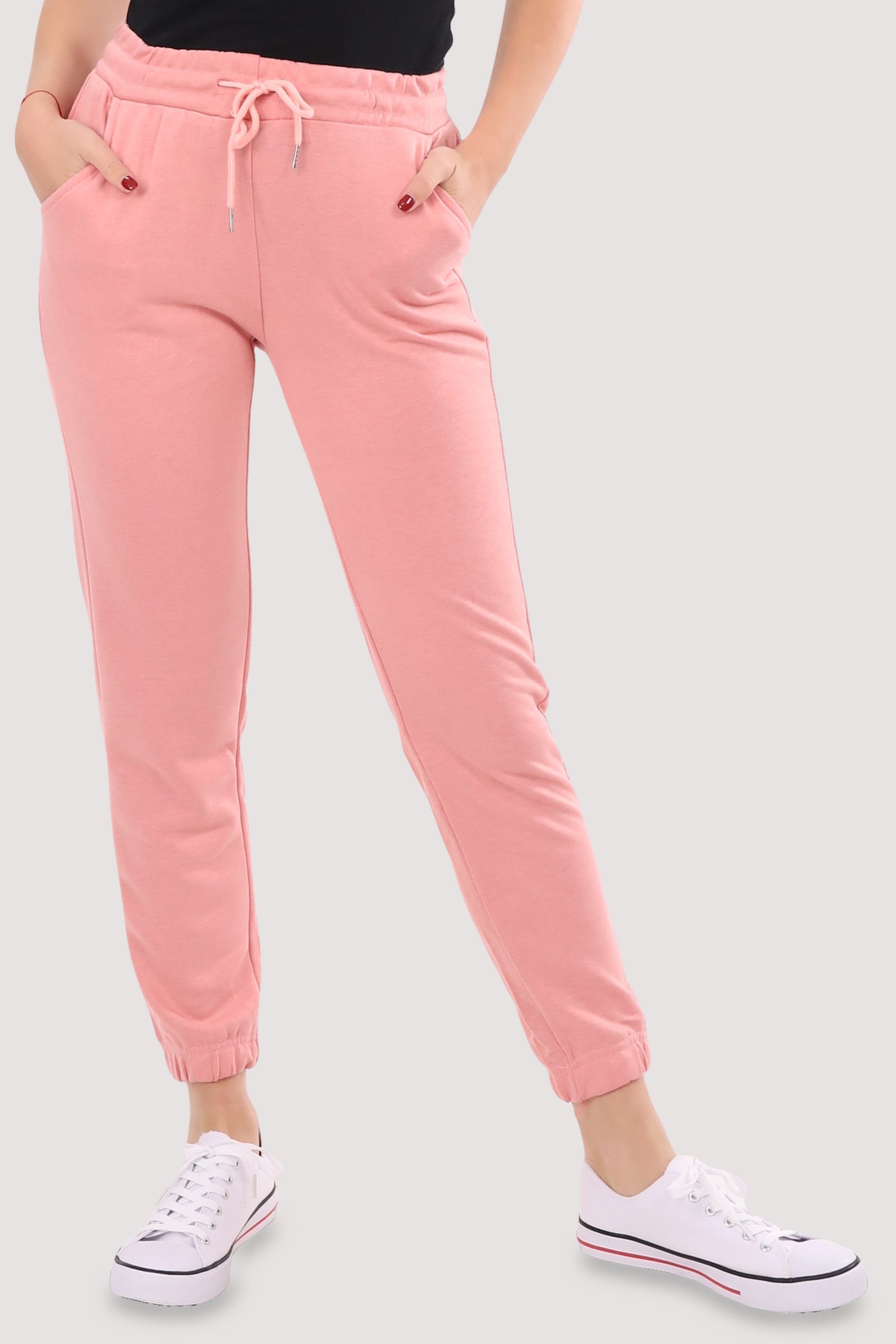 Slim Unifarben Jogginghose fashion malito rosa more Freizeithose C-9681 Fit than Sweathose