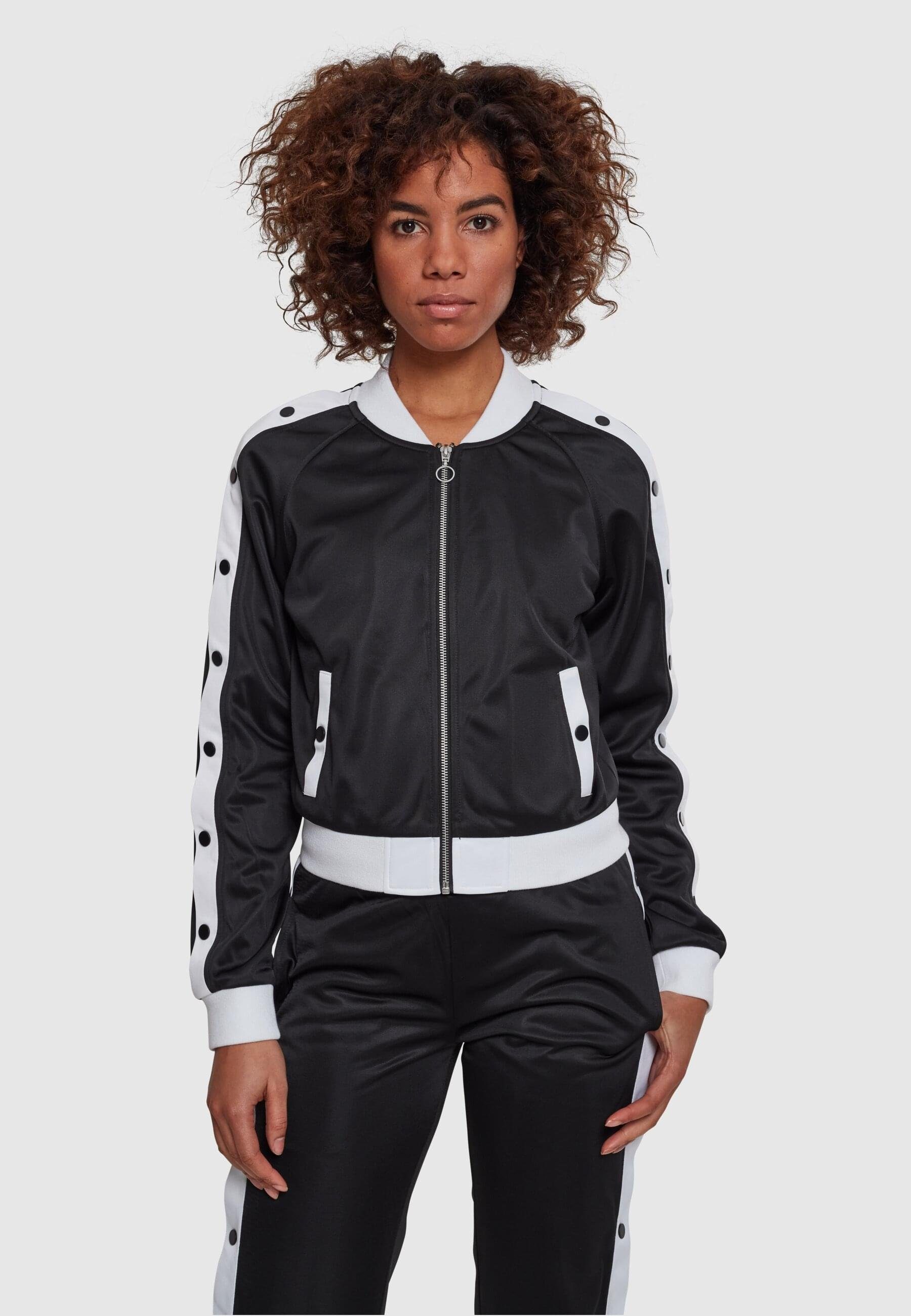 black/white/black Damen Track Ladies Strickfleecejacke Button CLASSICS Jacket Up URBAN (1-St)