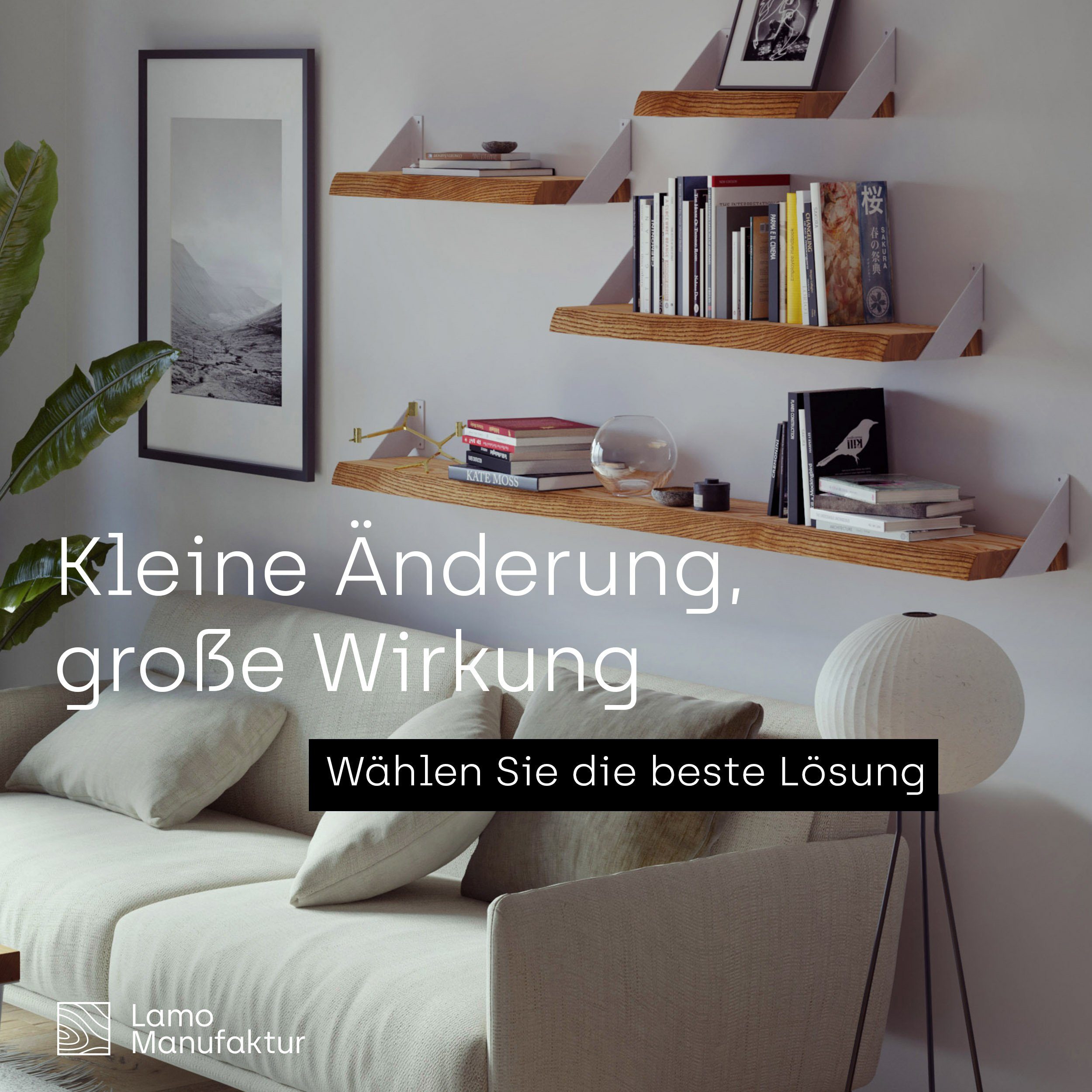LAMO Manufaktur Wandregal Holz Baumkante Regal günstig online kaufen