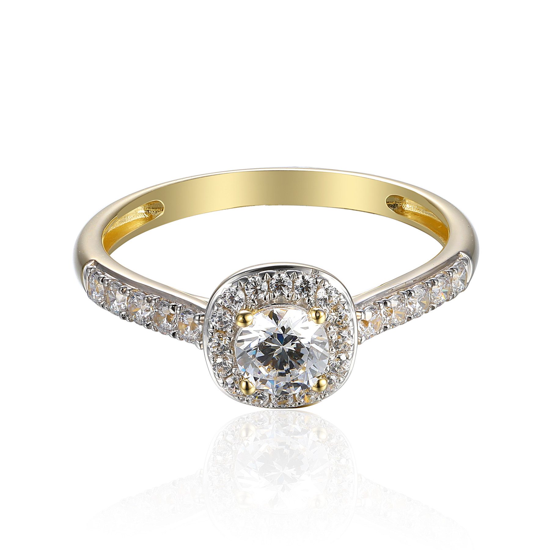 Stella-Jewellery Solitärring 585er Gelbgold Damenring Solitair mit Zirk. Gr. 54 (Ring mit Zirkonia, Zirkonia - inkl. Etui), Rundschliff