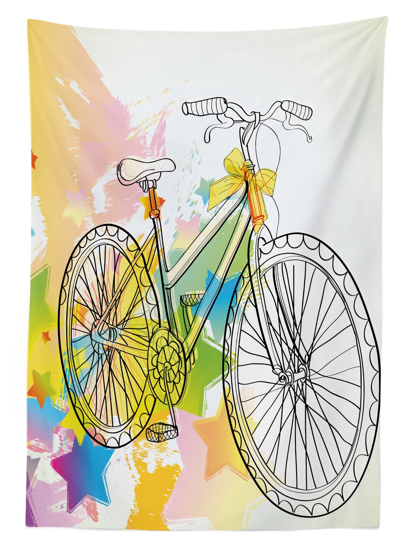 Skizzenhaft Farben, Fahrrad Außen Für Waschbar Bereich Abakuhaus Klare Bunte Abtract den geeignet Tischdecke Farbfest