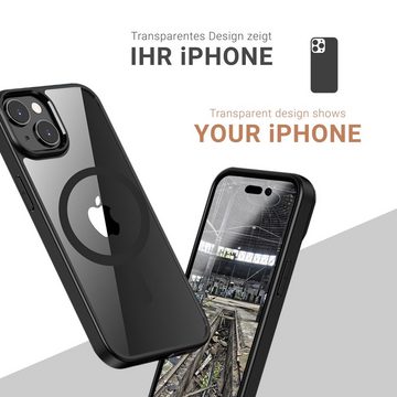 JT Berlin Handyhülle Pankow Hybrid - Apple iPhone 14 MagSafe Hülle, [Eingebauter Magnetring] - schwarz / transparent