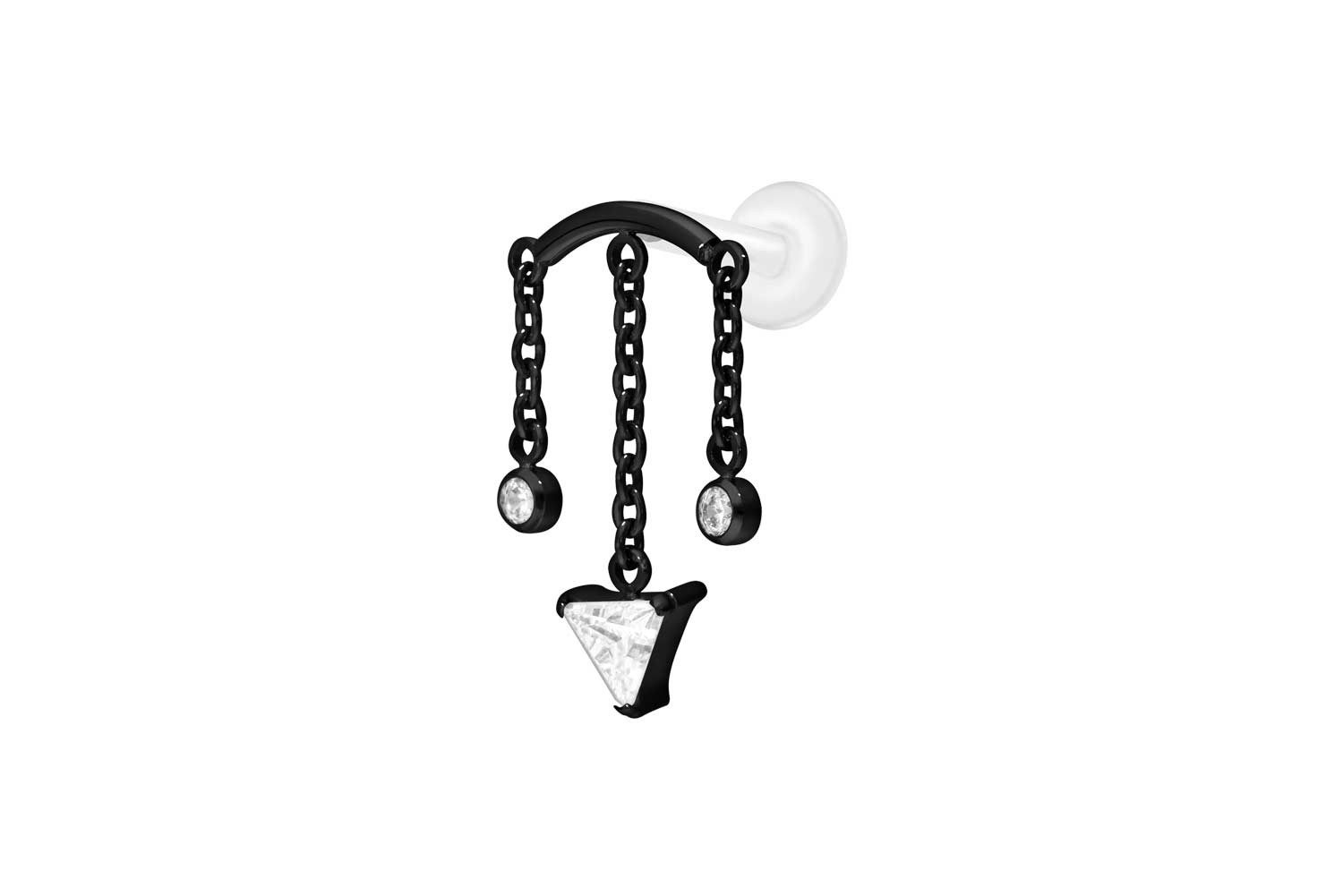 PIERCINGLINE Piercing-Set PTFE Labret mit Innengewinde + Titan-Aufsatz WINDSPIEL (Labrets, 1-tlg)
