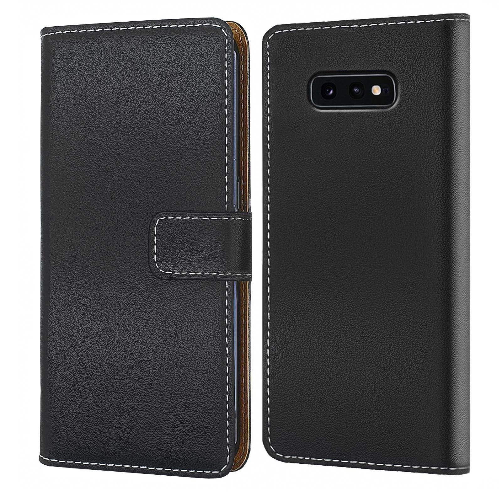 Numerva Handyhülle Bookstyle Etui Handytasche für Samsung Galaxy S10 / e / Plus / Lite, Klapphülle Flip Cover Schwarz