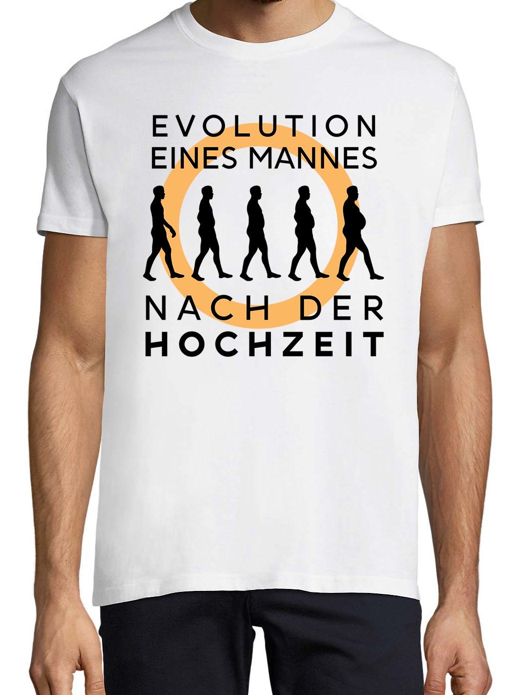 Hochzeit Designz Frontprint T-Shirt Evolution mit nach der trendigem Shirt Weiß Youth Herren