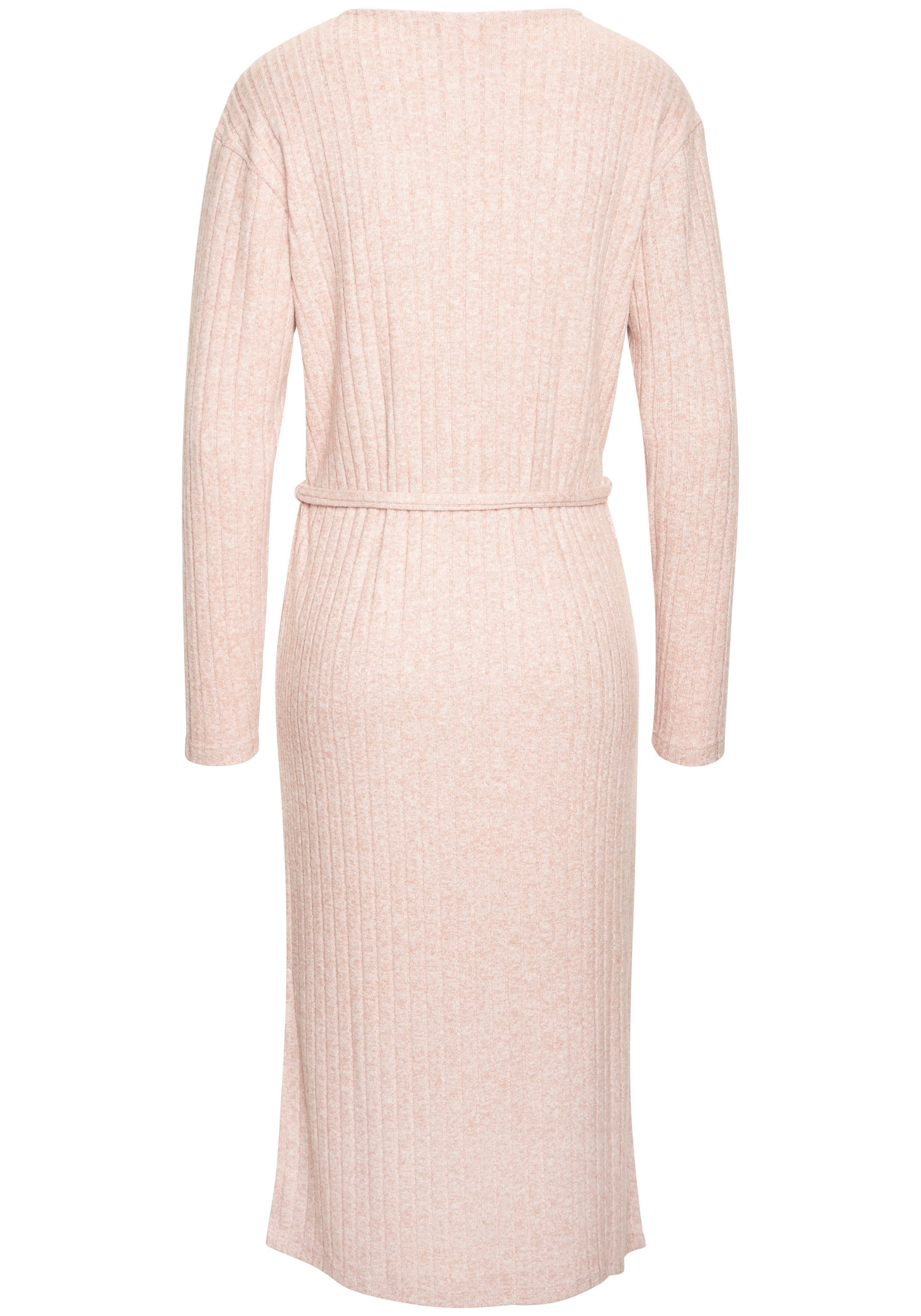 LASCANA Strickkleid Lounge-/ Rippkleid mit weiten Ärmeln und Taillenband, Loungewear – Bild 4 von 5