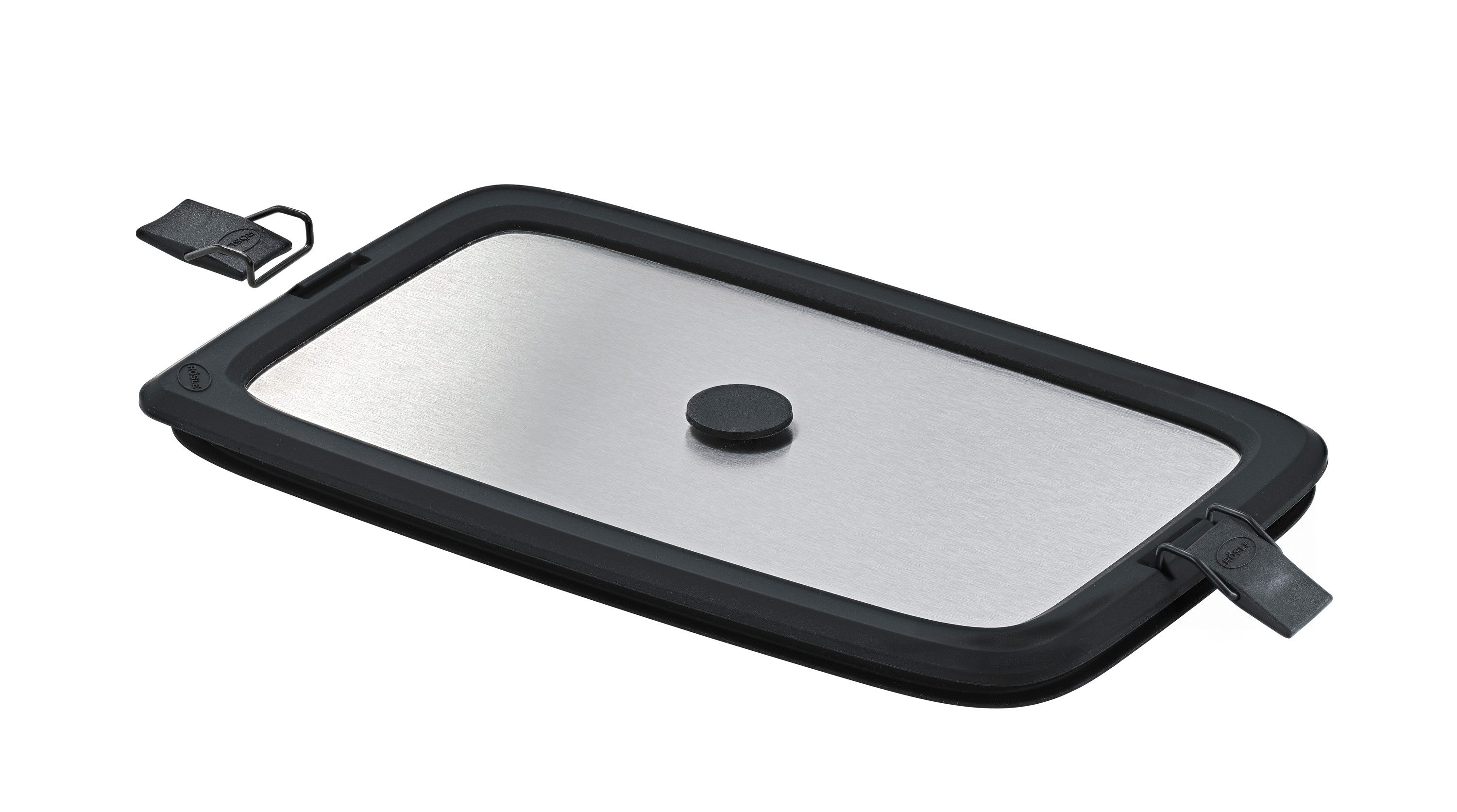 RÖSLE Deckel Edelstahldeckel FLEXX 2GO 1,0 L eckig mit Clips, Deckel für 1,0 L Dose FLEXX 2GO