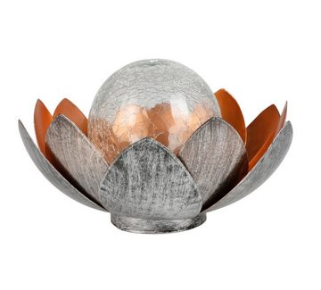 BURI Gartenfigur Solar Lotusblume aus Metall und Glas Gartendeko Dekofigur Garten