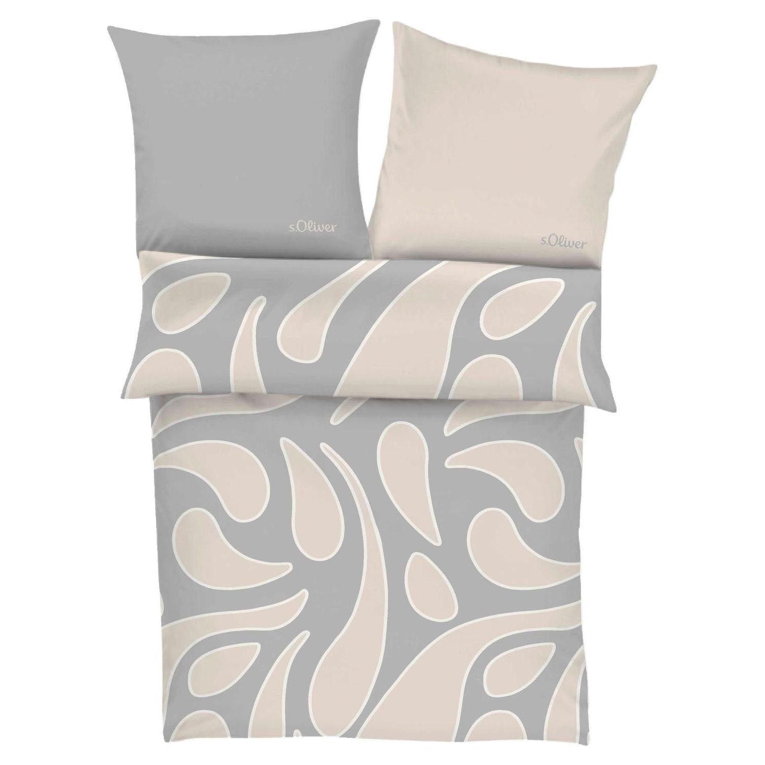s.Oliver Bettwäsche Satin-Bettwäsche APRI, 135 x 200 cm, Grau, Beige, Satin günstig online kaufen