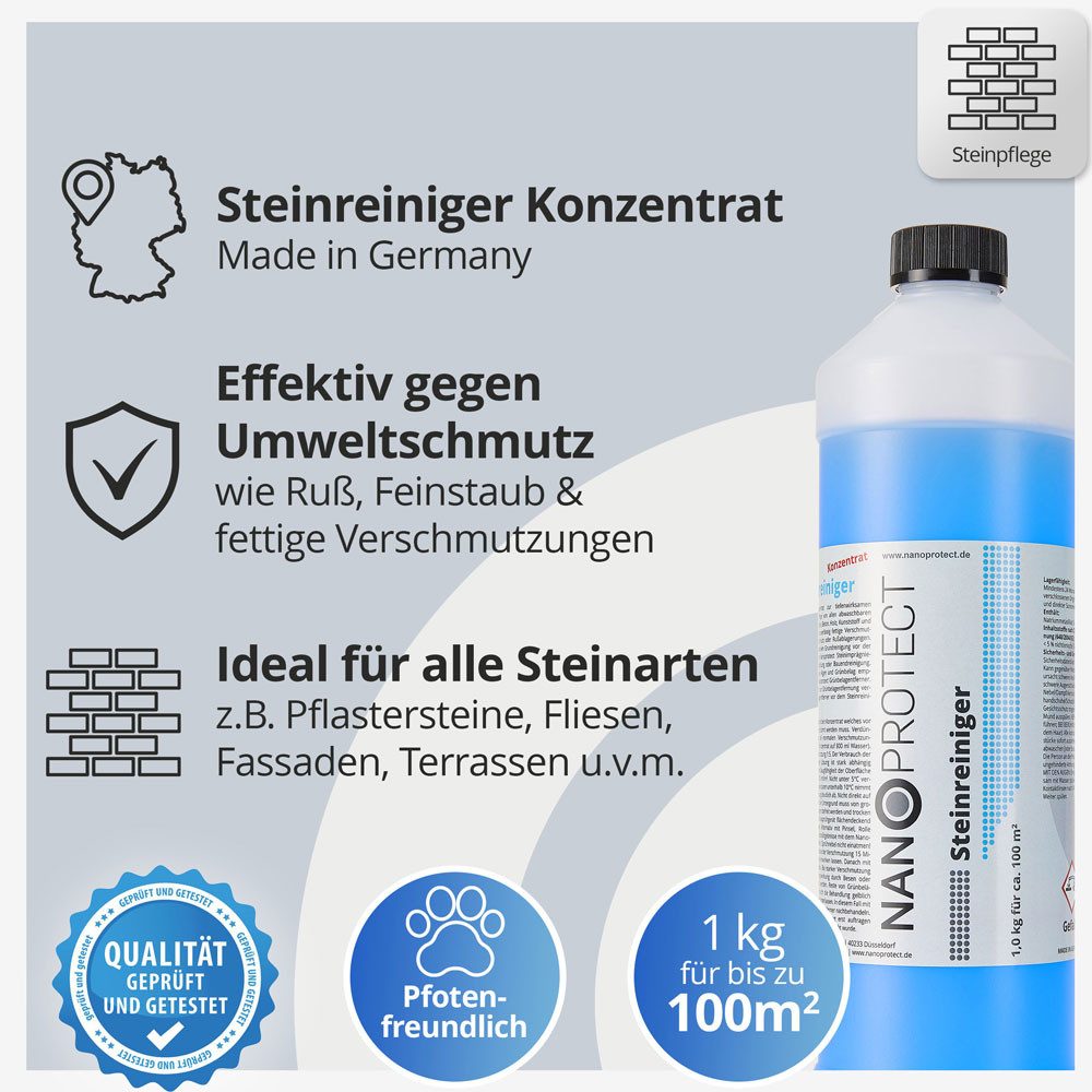 Nanoprotect Steinreiniger Naturstein-Reiniger (Set-Typ, [- Set-Info Kraftvoll und schonend)
