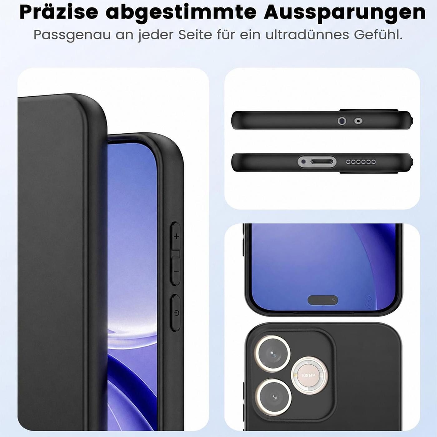 CoolGadget Handyhülle Handy Schutzhülle für Honor 600 Lite matt schwarz, Silikon TPU Hülle Schutz Tasche Cover schlicht Slim Case – Bild 5 von 5