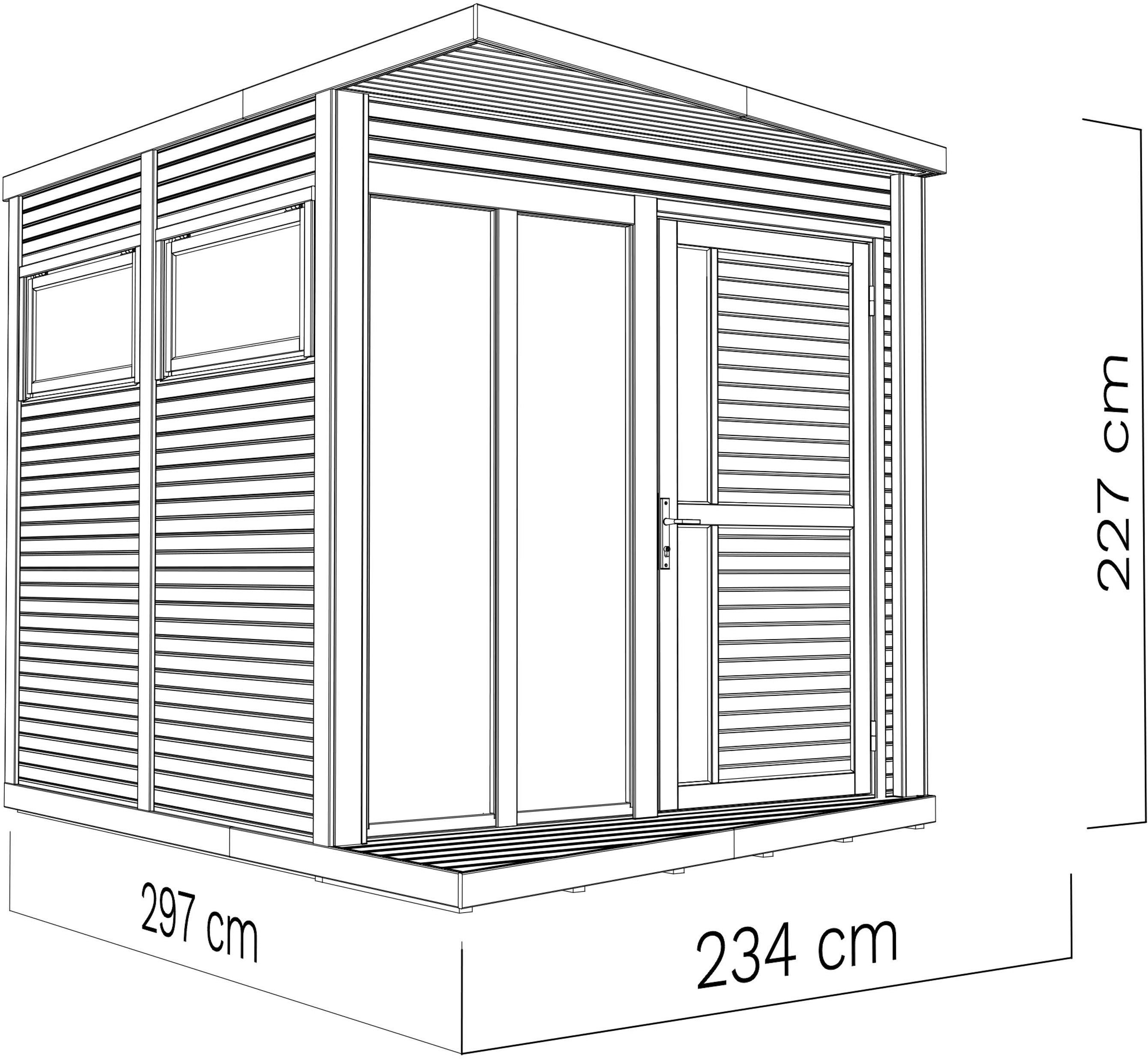 BERTILO Gartenhaus Concept Office, in verschiedenen Farben, BxT: 237x311 cm, mit elegantem Rhombus-Profil in einfacher Elementbauweise