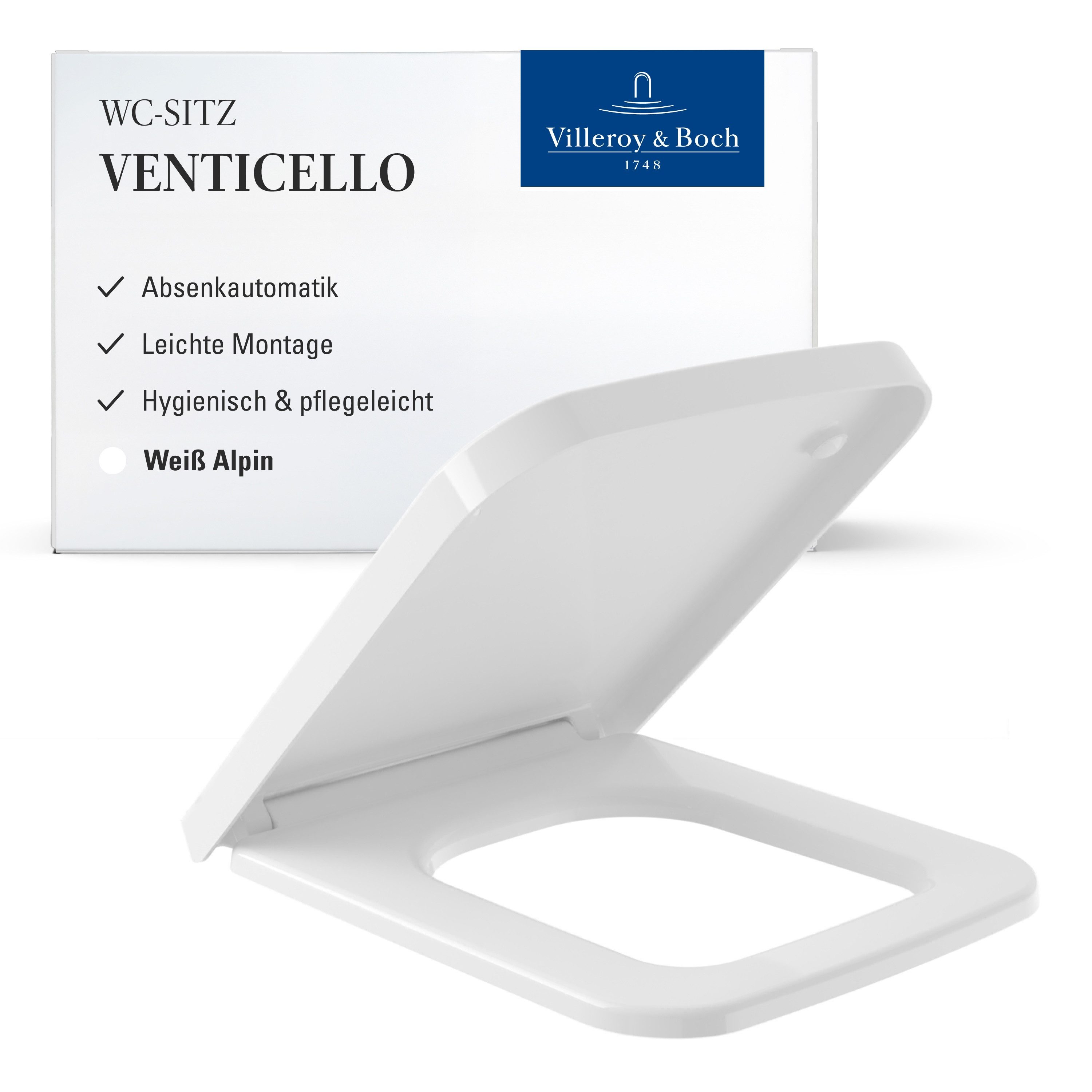 Villeroy & Boch WC-Sitz Venticello, mit Absenkautomatik, abnehmbar, aus bruchsicherem Duroplast