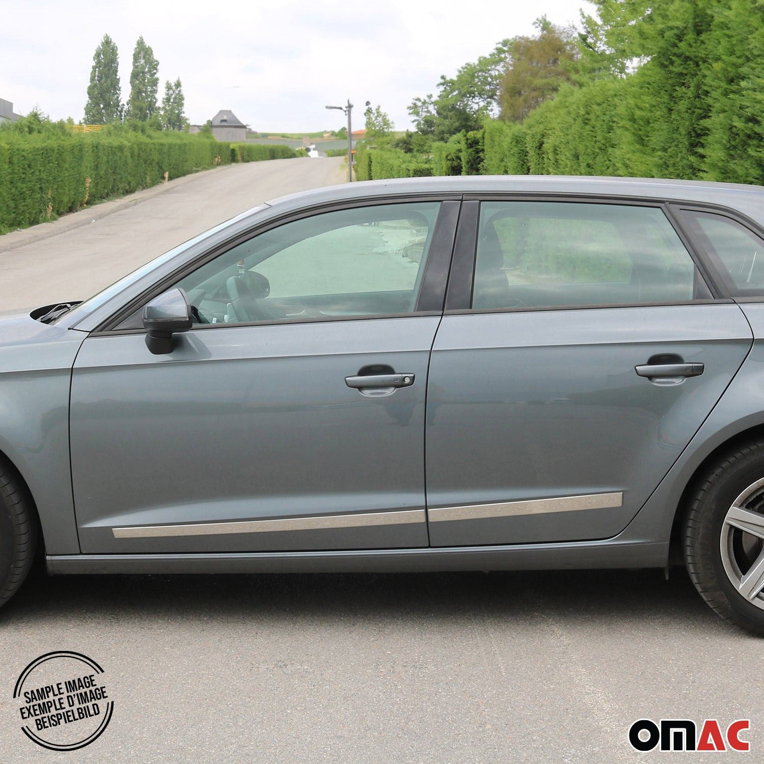 OMAC Zierleisten-Aufkleber Türleiste Seitentürleiste für BMW 5er E60 E61 2003-2010 Edelstahl 4x, (4tlg), Langlebig,Einfache Reinigung,Einfache Installation,Rostbeständig