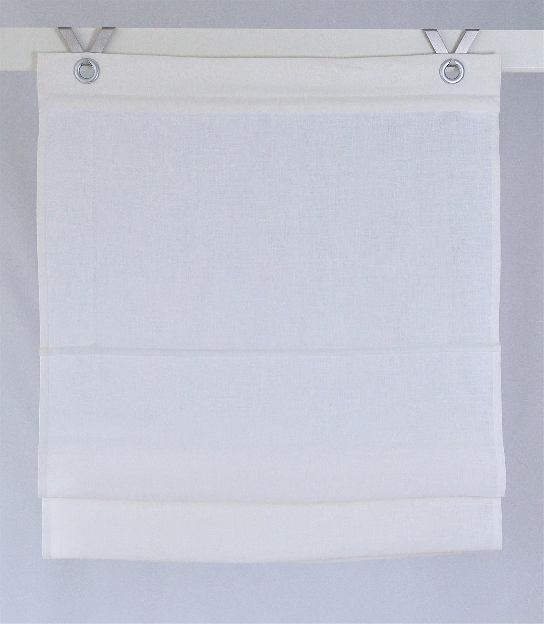 Kutti Raffrollo Metis, mit Hakenaufhängung, ohne Bohren, einfarbig, blickdicht, 100% Leinen, mit Edelstahlhaken, pflegeleicht