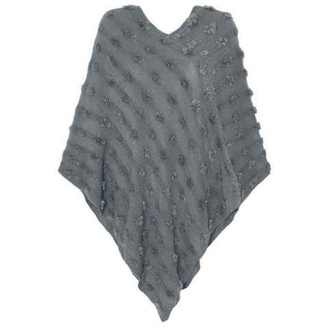 dy_mode Strickponcho Poncho Damen Strickponcho Umhang Cape Pullover in Punkt Form Muster in Unifarben