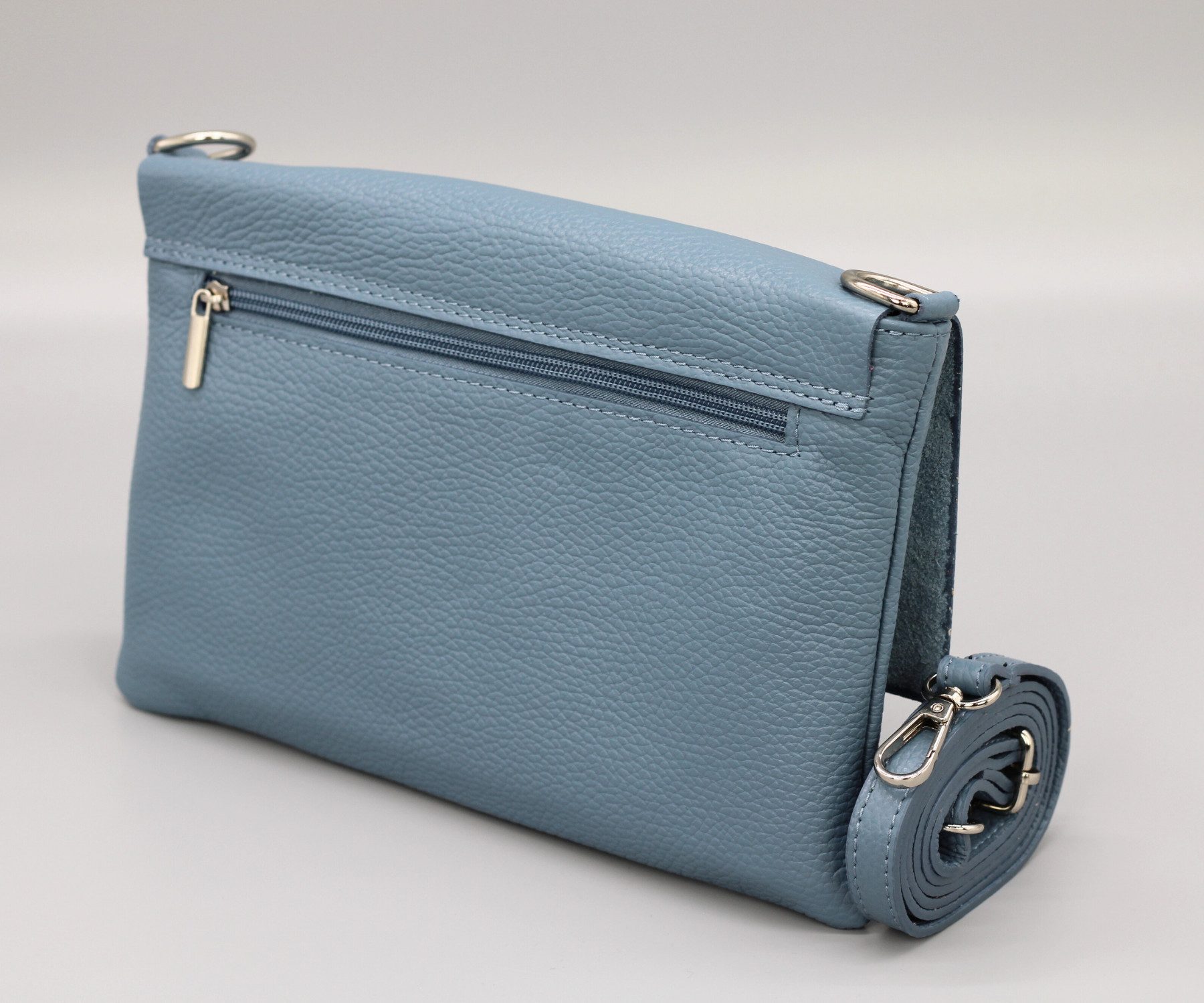 Adel Bags Schultertasche CALI Schlanke Tasche mit 3 Fächer, Slim Crossbody Bag Echtes Leder