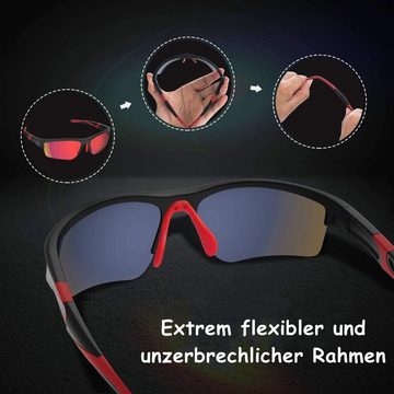 Elegear Fahrradbrille Winddichte Brille, (für Sport, rote Gläser), UV Schutz400 Anti-Beschlag