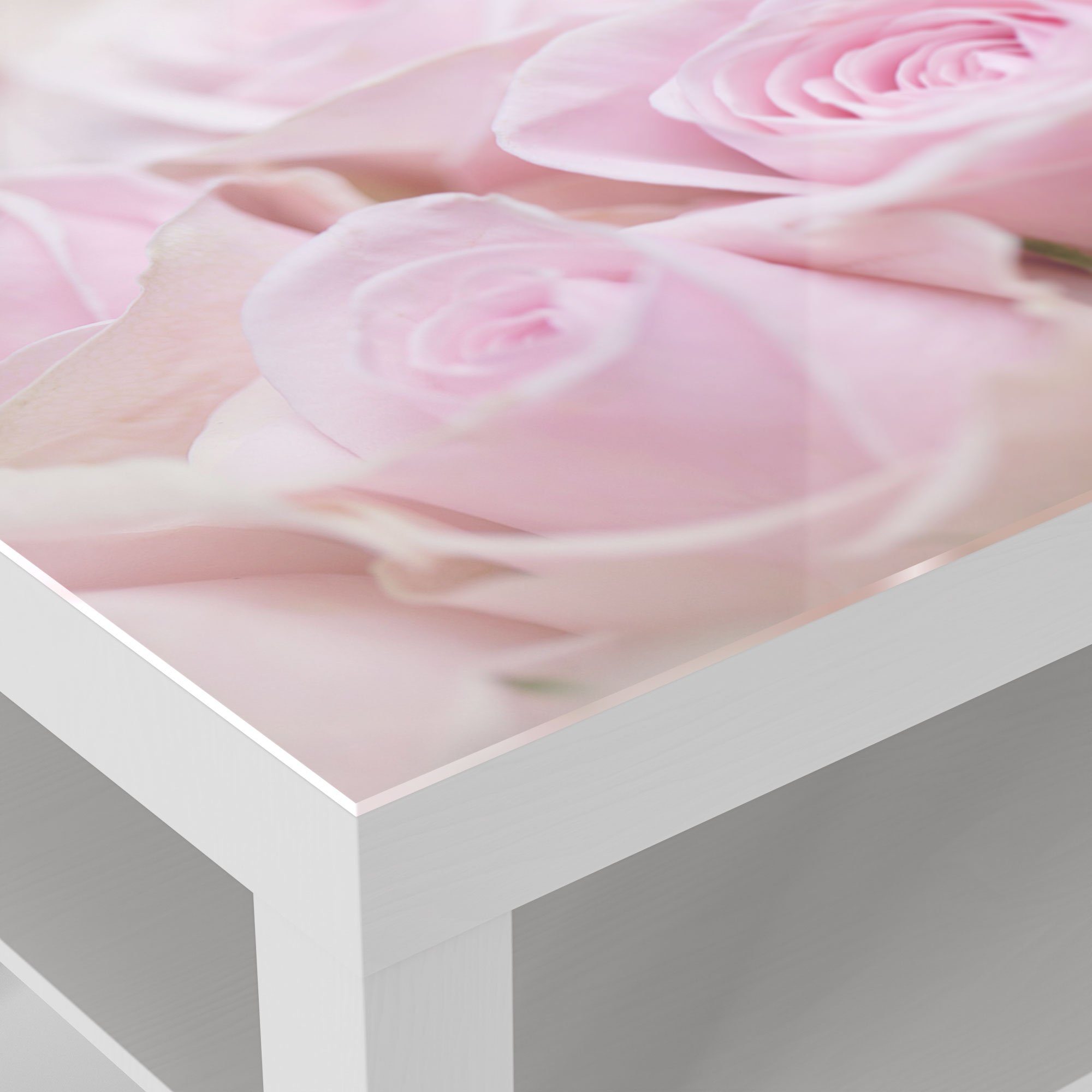 Glas Rosenblüten', 'Zarte modern DEQORI Couchtisch Weiß Glastisch Beistelltisch