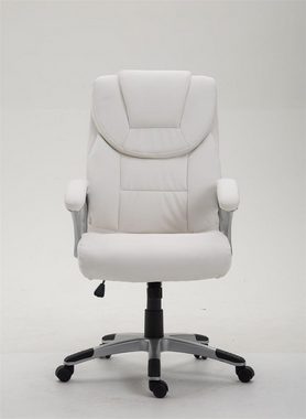 TPFLiving Bürostuhl Texum 2 mit bequemer Rückenlehne - höhenverstellbar und 360° drehbar (Schreibtischstuhl, Drehstuhl, Chefsessel, Bürostuhl XXL), Gestell: Kunststoff silber - Sitz: Kunstleder weiß