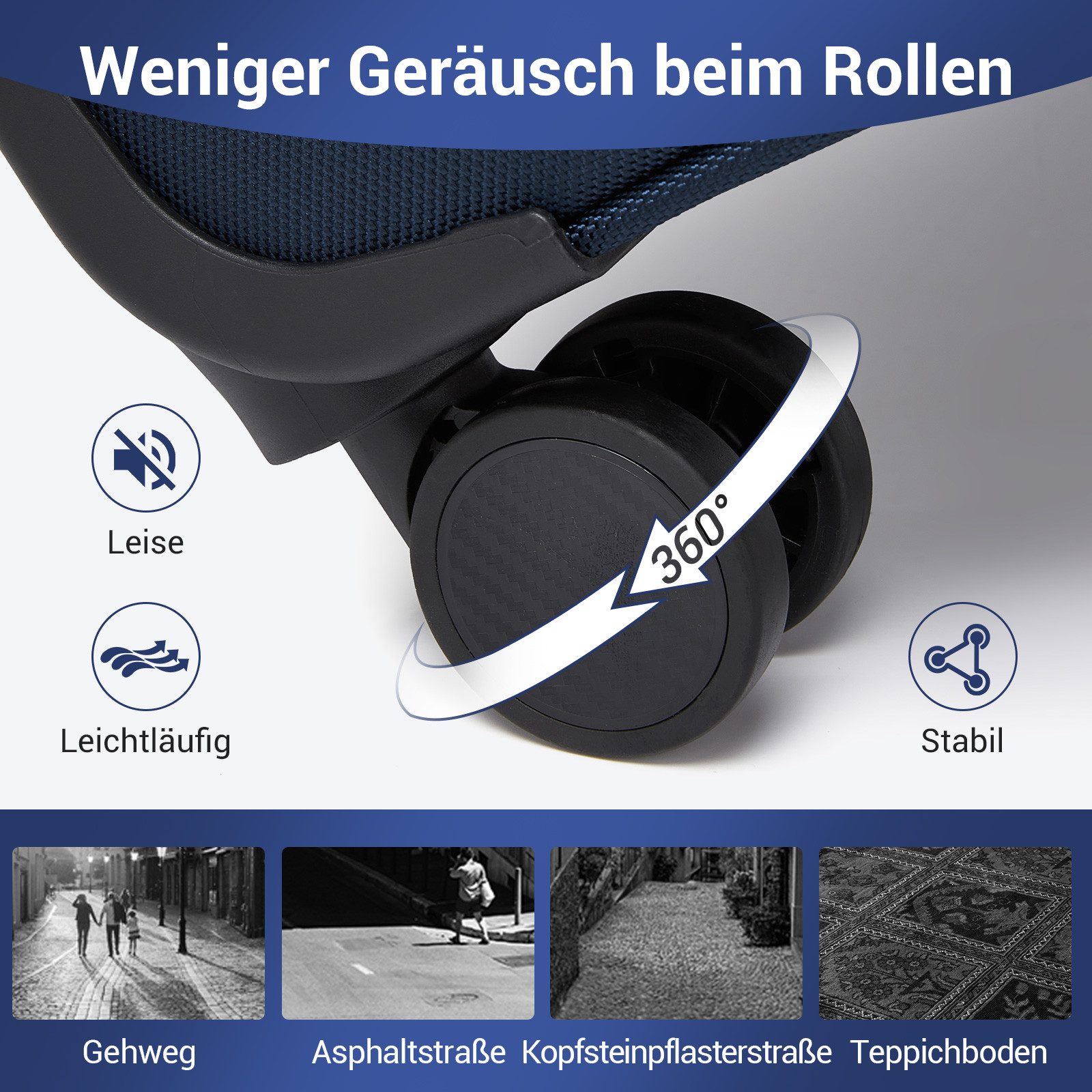 British Traveller Handgepäck-Trolley Stoffkoffer erweiterbar mit Frontfächern, 20% Extra-Volumen – Bild 4 von 5