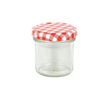 MamboCat Einmachglas 12er Set Sturzglas 167 ml To 66 rot karierter Deckel incl. Rezeptheft, Glas