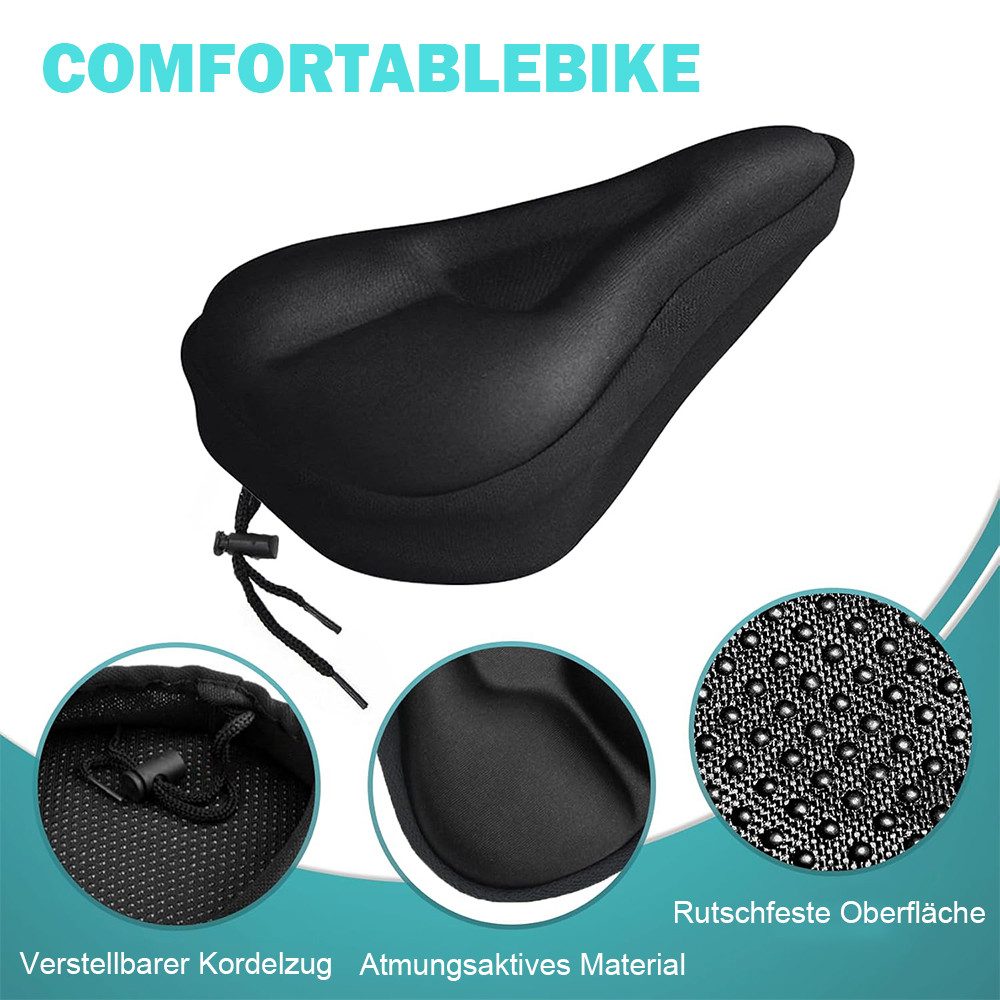 TUWENA Sattelbezug Gel Sattelbezug Fahrrad, Gelüberzug Rennradsättel, Breiter Sattelbezug, Für Stationäre Fahrräder, Indoor-Radfahren, Spinnen, Gepolstert Sattel