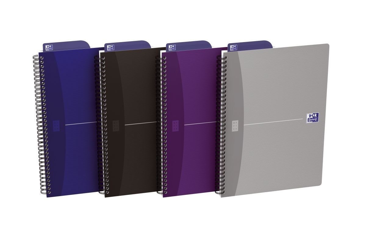 OXFORD Notizblock Spiralnotizblock Essentials - B5, liniert, 90 Blatt, sortiert
